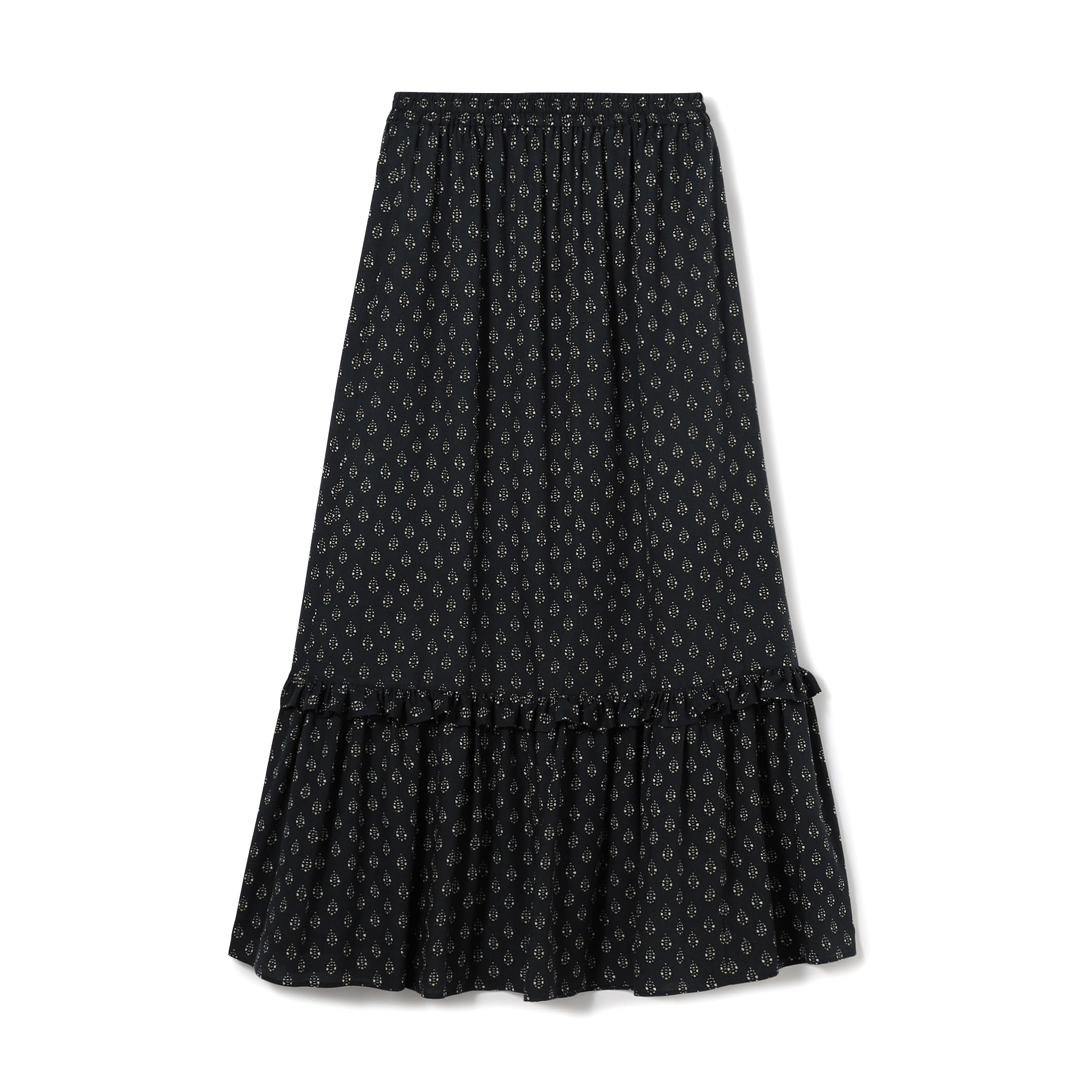 レーヨンプリント ティアードマキシスカート