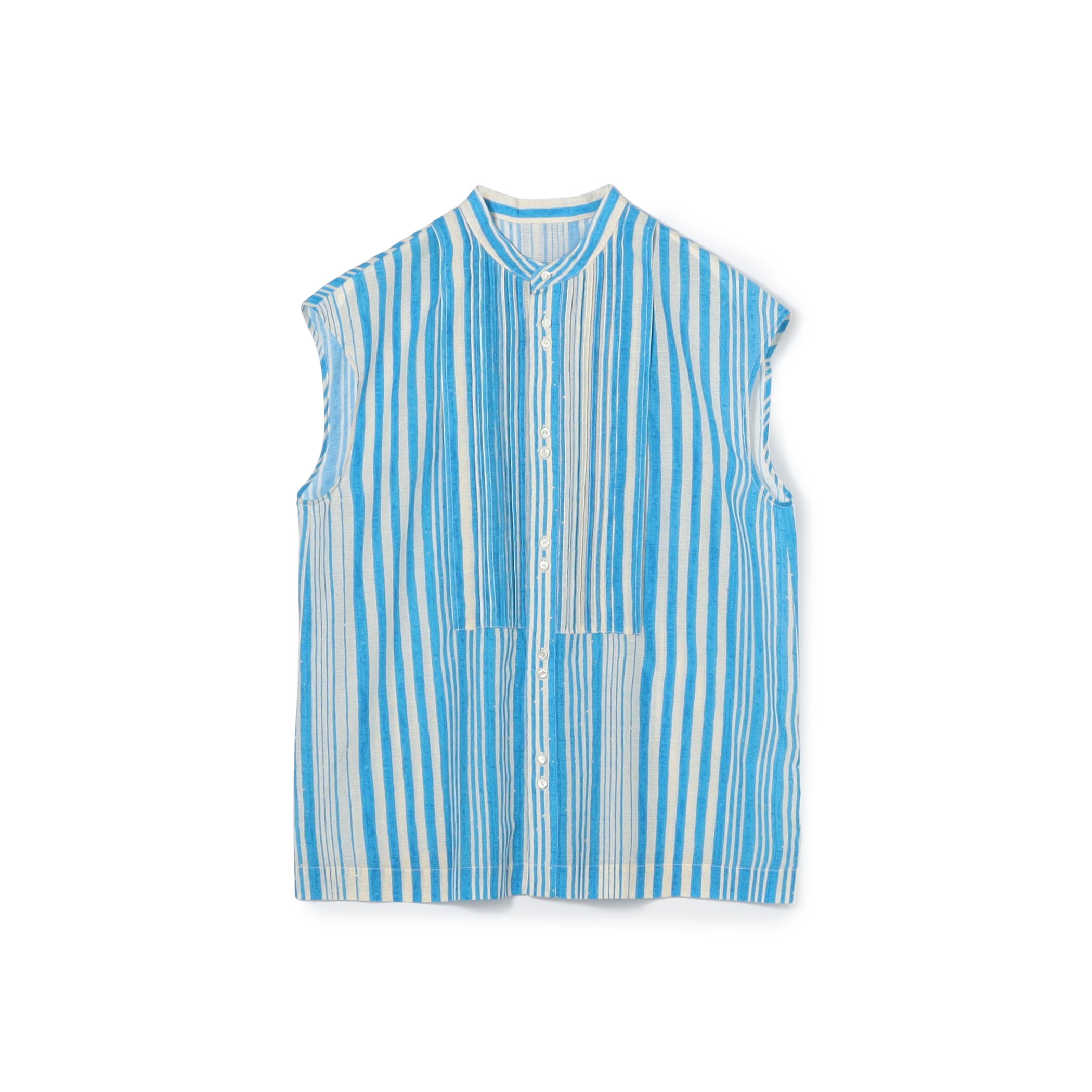 コットンシルクプリント ピンタックブラウス