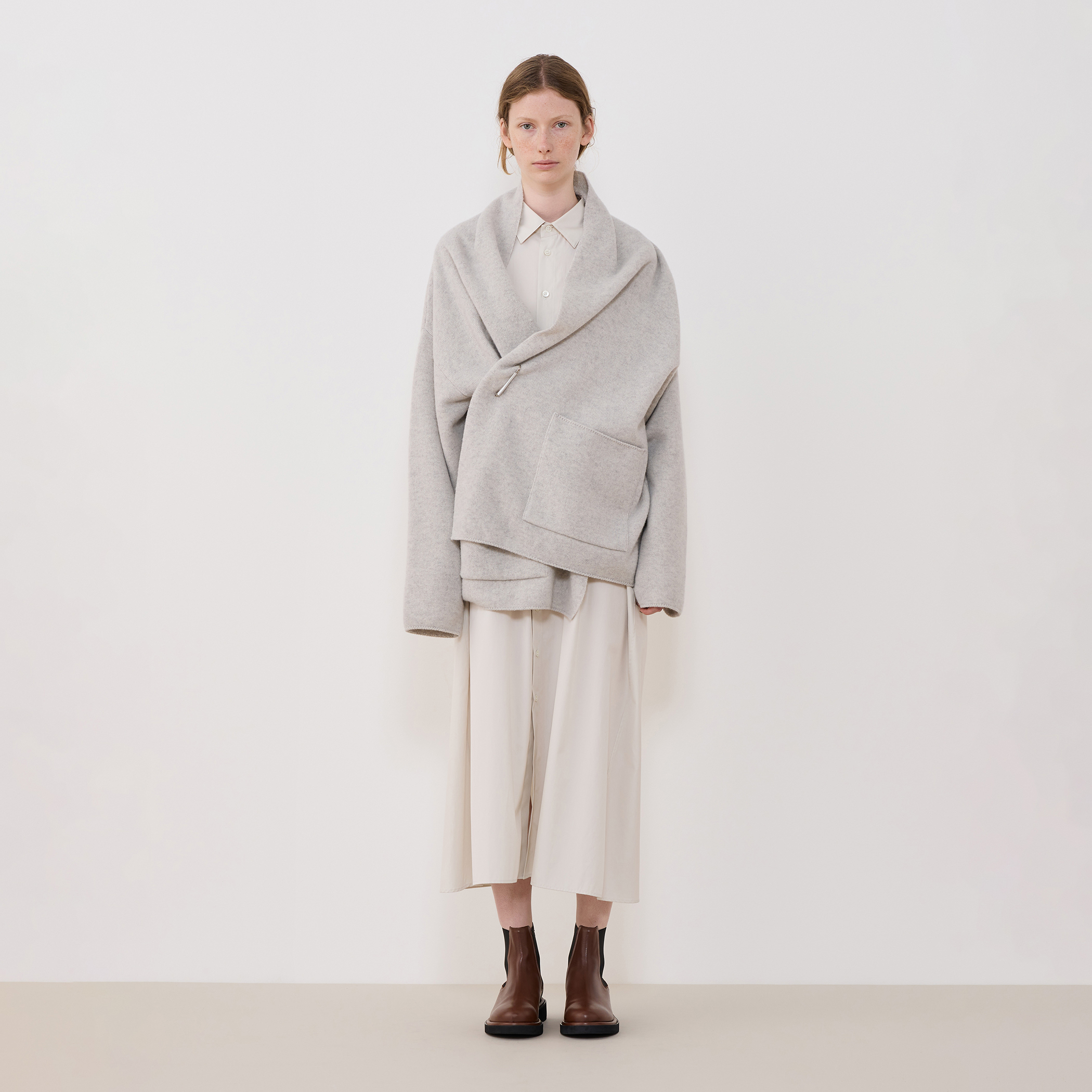 ウールダブルフェイスパイル ショールカラーショートコート