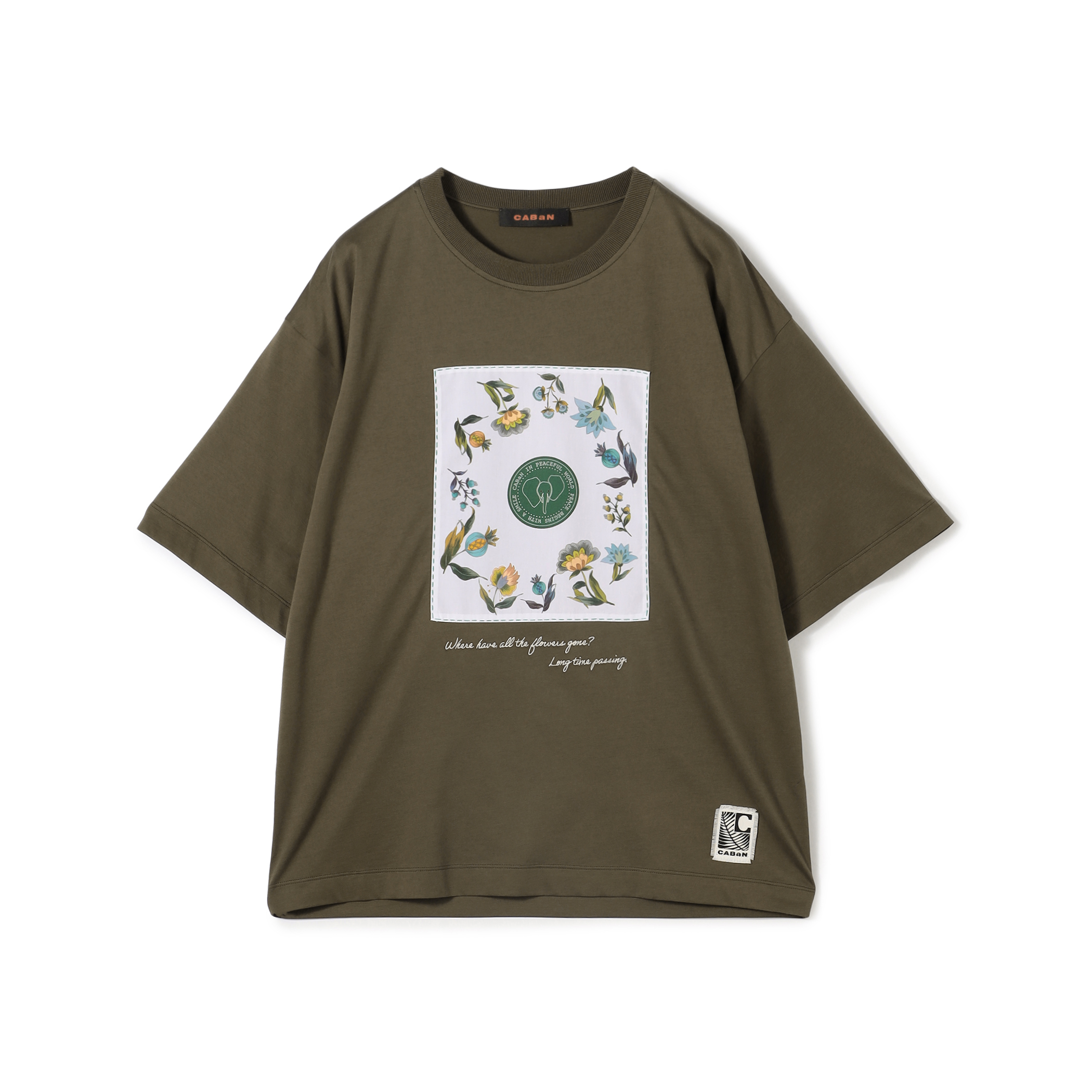CABaN スビンコットン フラワーサークルプリントＴシャツ