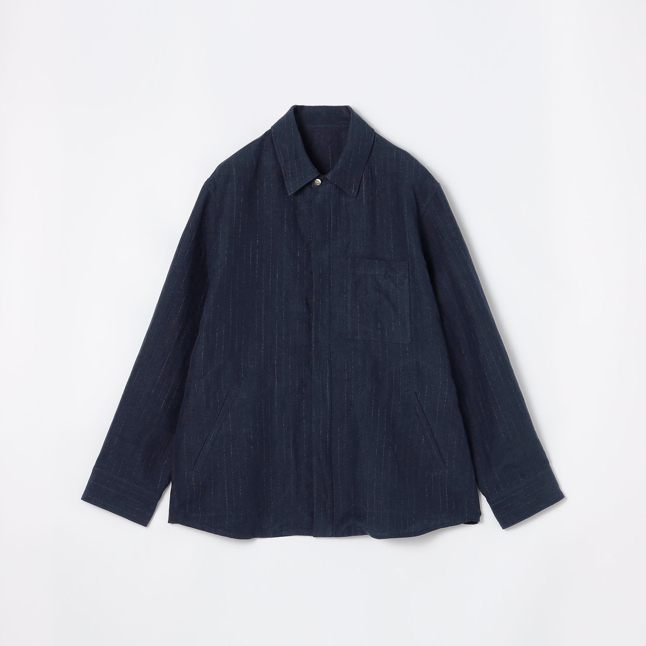 マリンカナパストライプ ジップアップシャツブルゾン