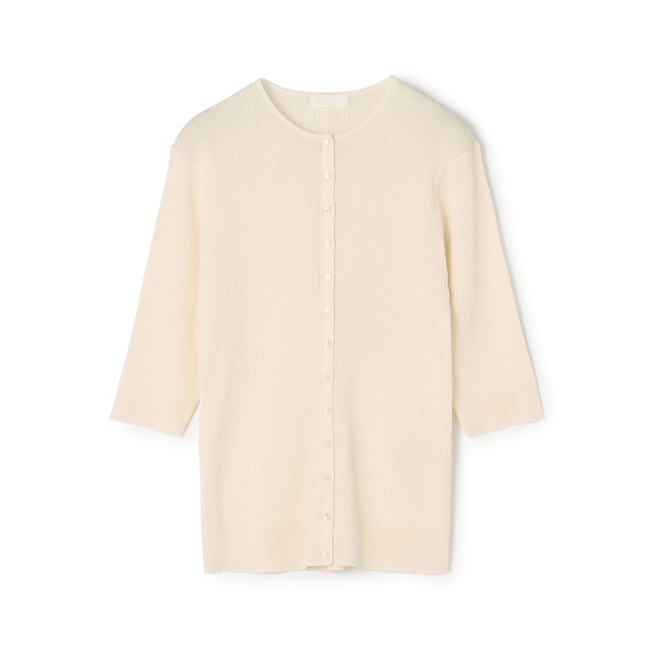 マーセライズドコットン クルーネックカーディガン