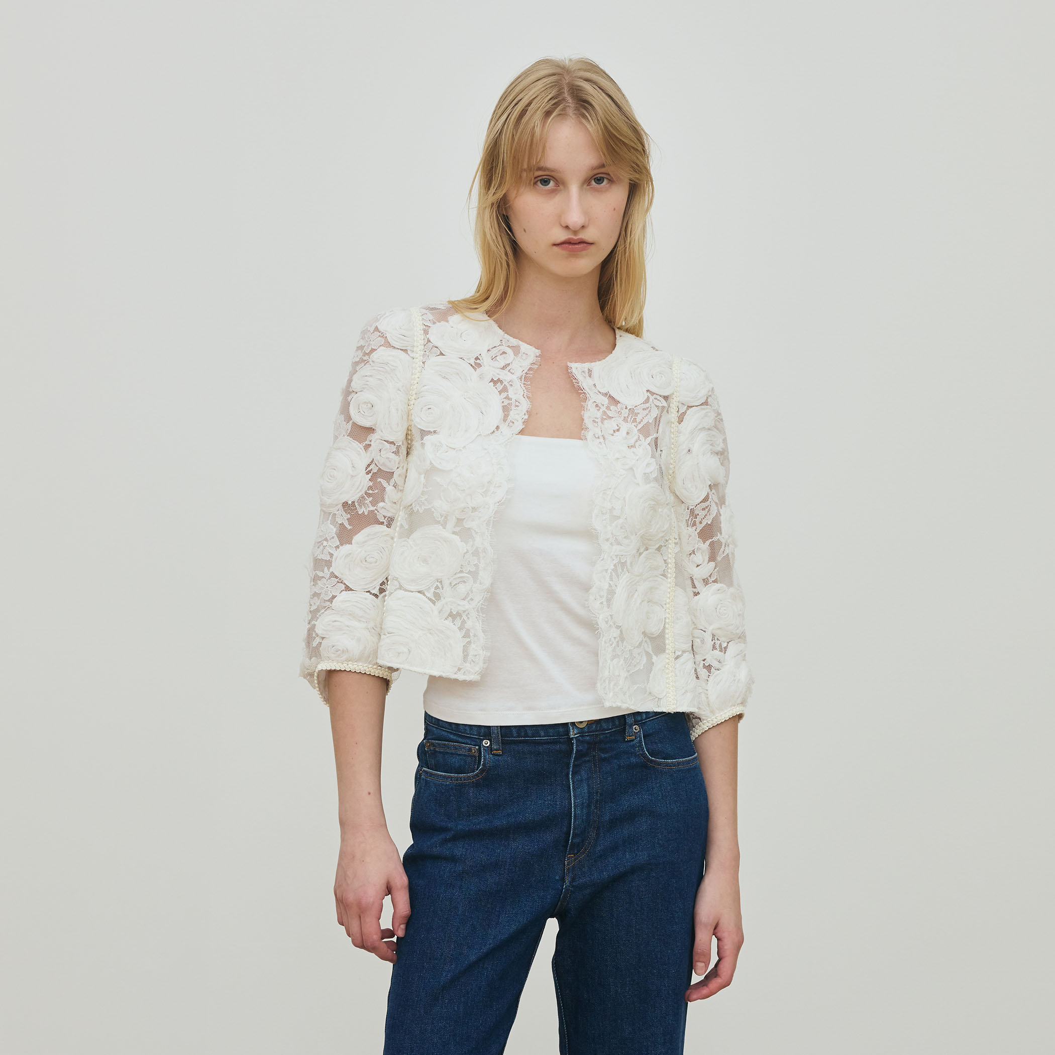 リバーレース クロップドジャケット｜トゥモローランド 公式通販