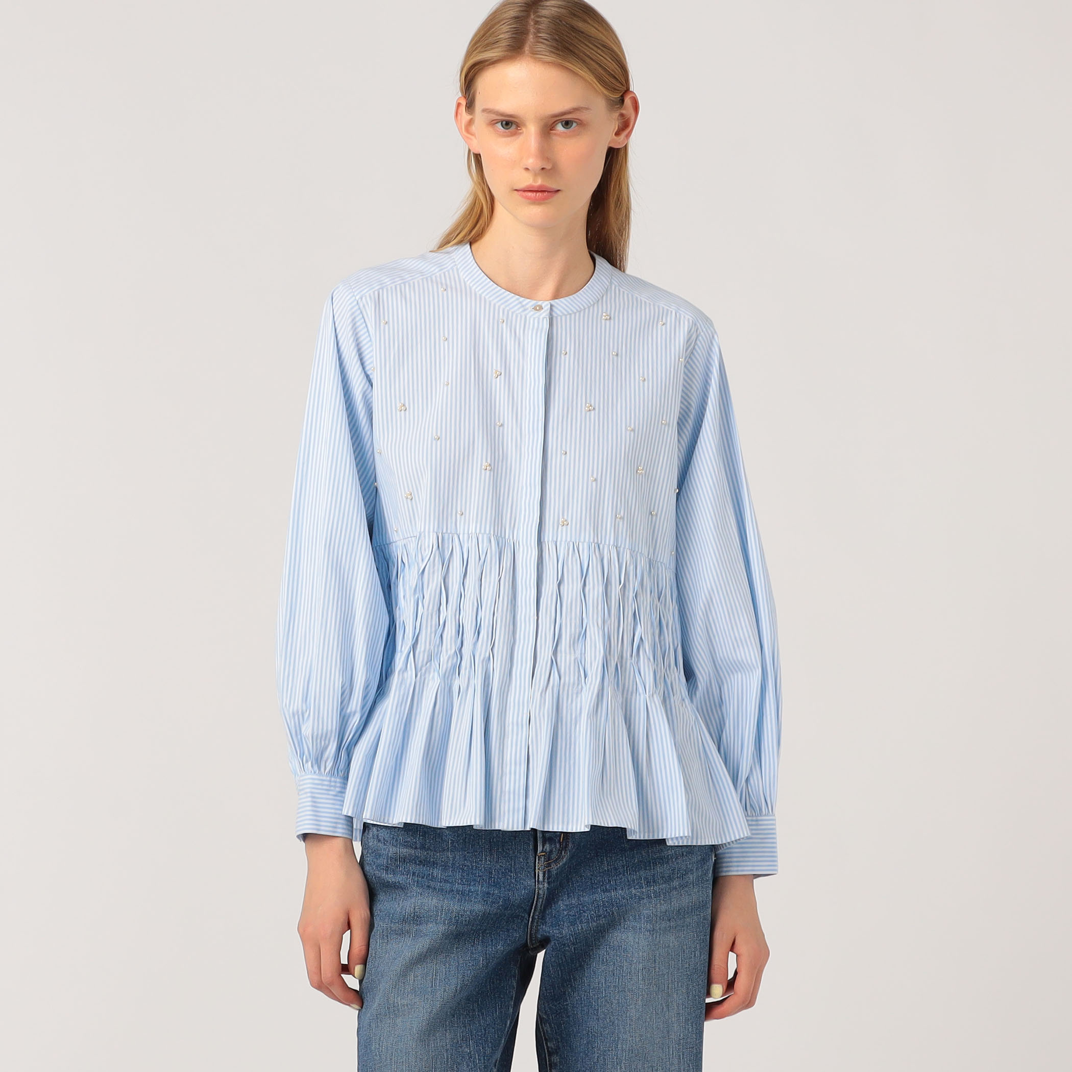 新品別注ne Quittez pas BLACK Tuck ストライプ ブラウス 別注】ne Quittez pas BLACK Tuck ストライプ ブラウス