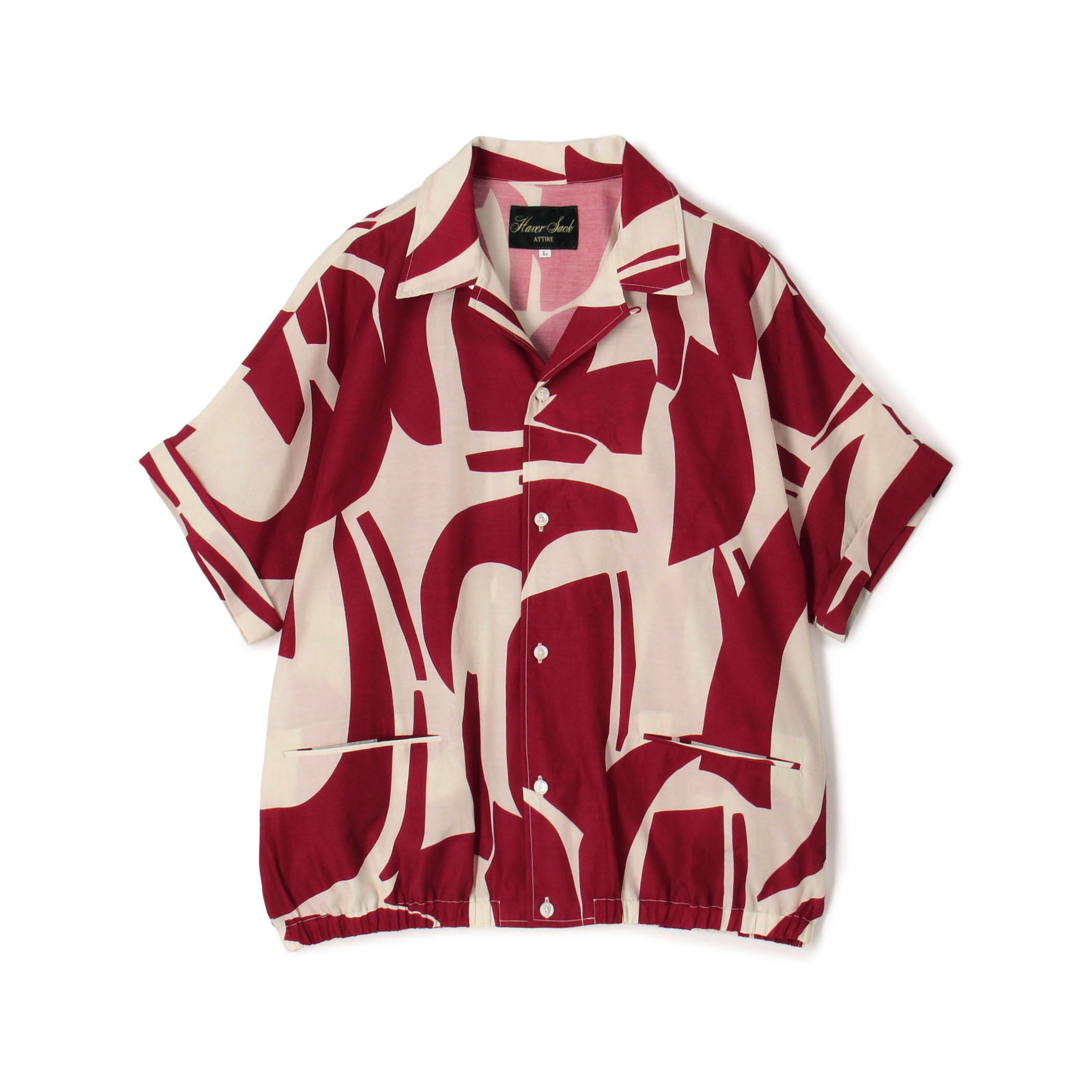【別注】HAVERSACK ATTIRE 総柄プリント オープンカラーハーフスリーブシャツ