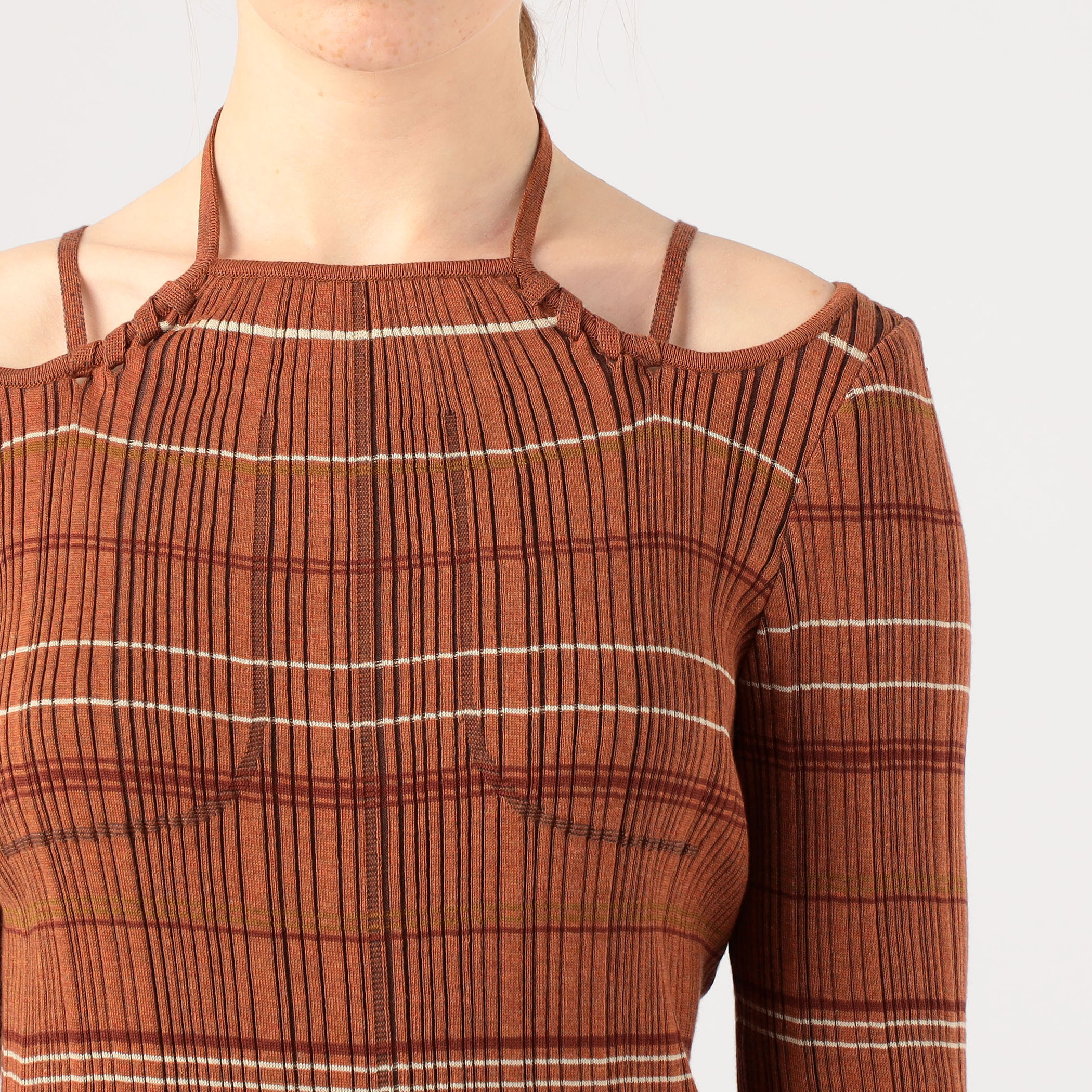 トップス Random Ribbed Plaid Knitted Top Mame Random Ribbed Plaid Knitted Top / 3