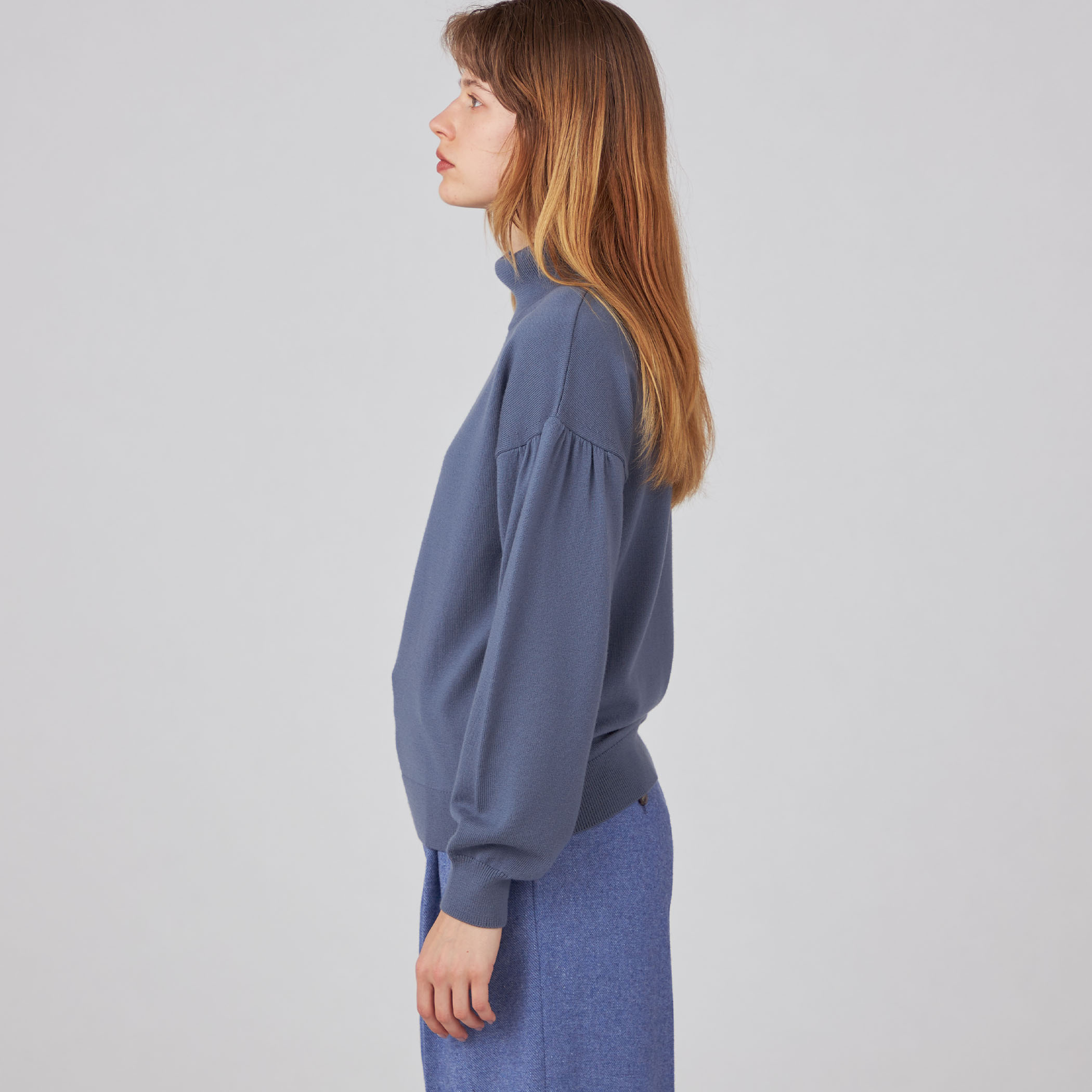 エクストラファインウール ギャザースリーブプルオーバー