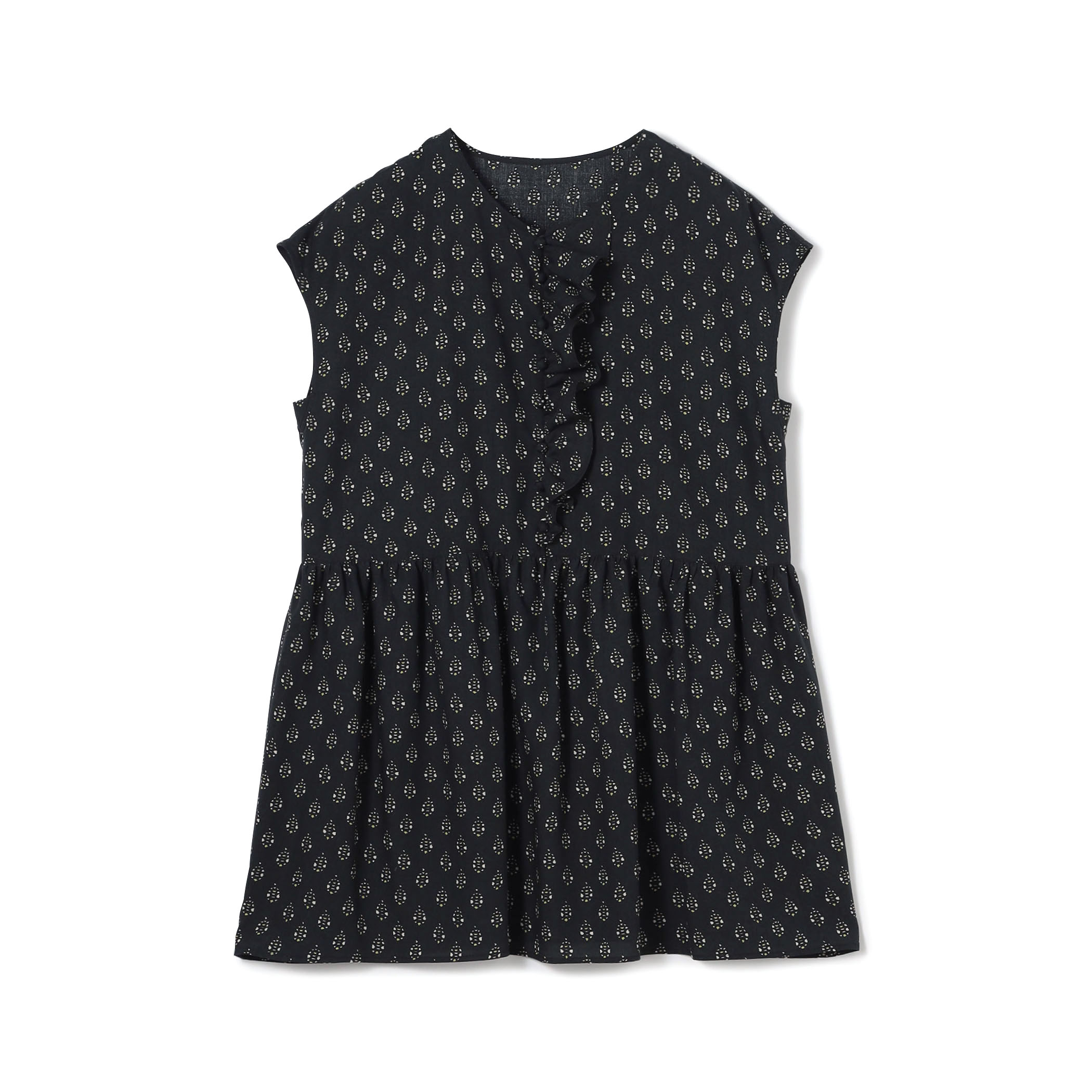 レーヨンプリント アシンメトリーフリルブラウス