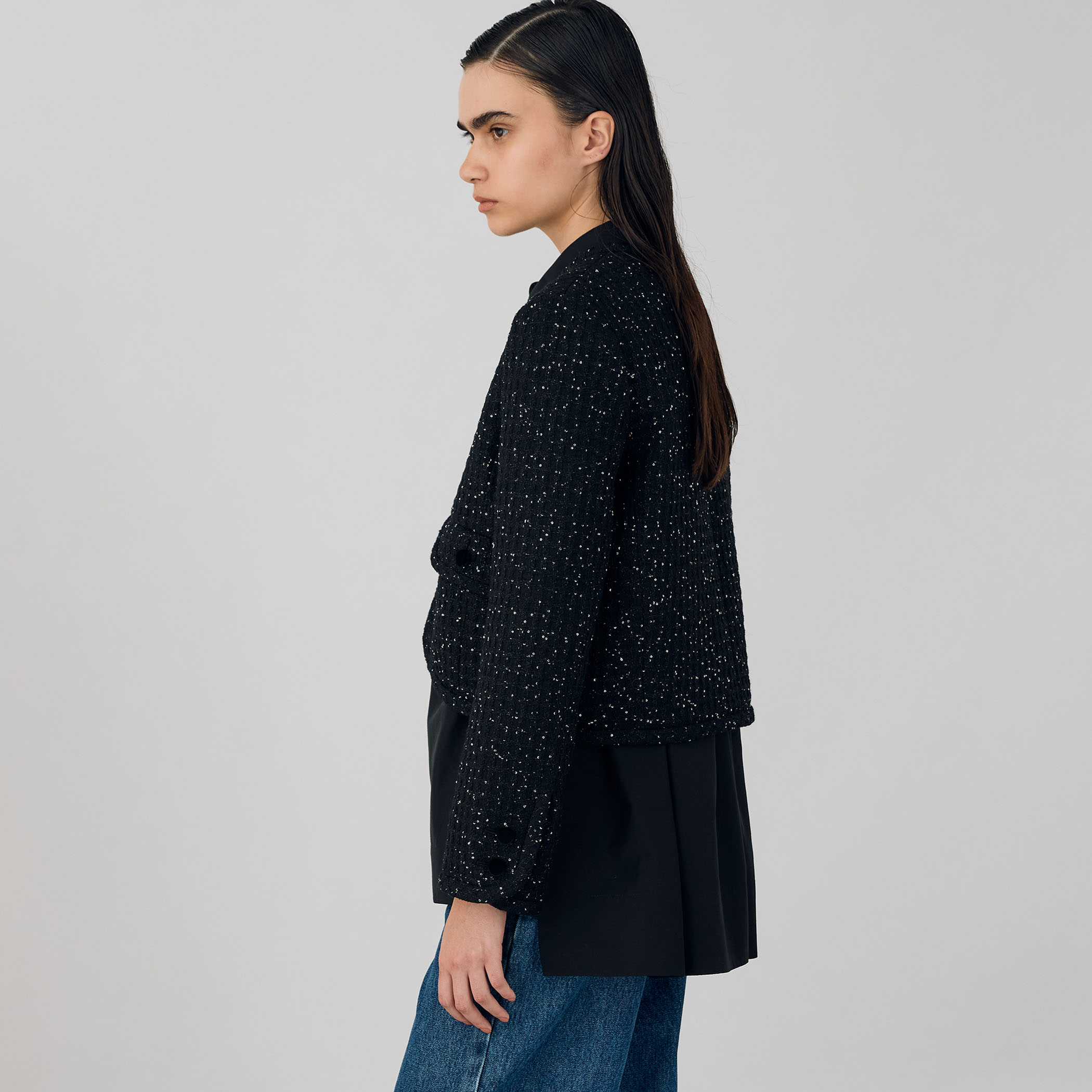 スパンコールツイード カラーレスジャケット｜トゥモローランド