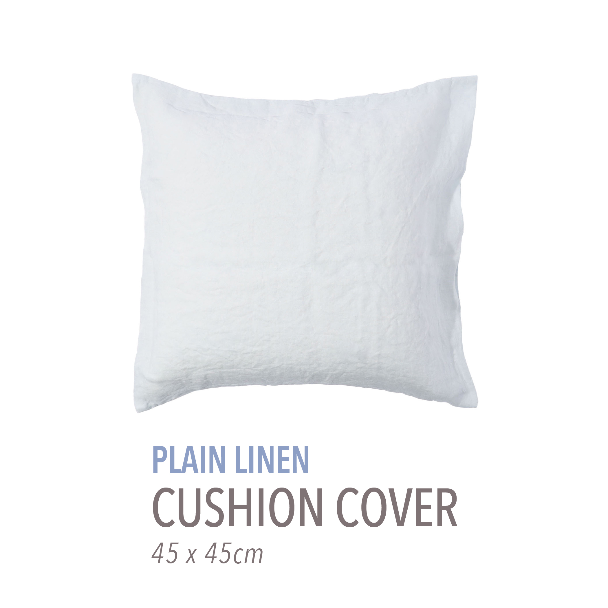 Plain linen cushion cover (45cm x 45cm)