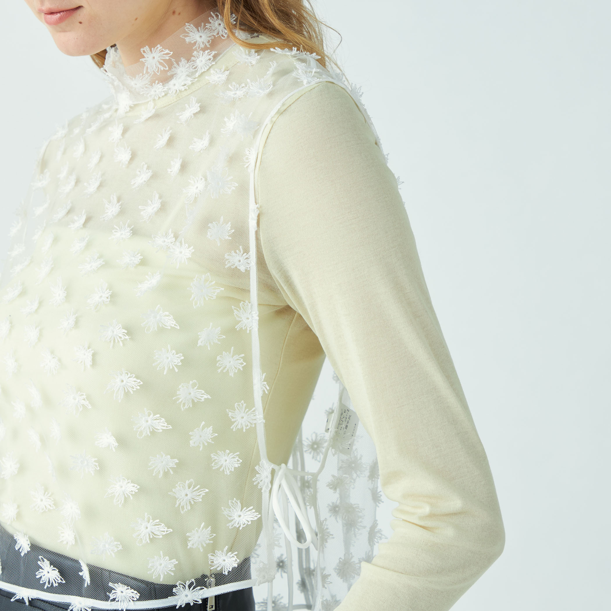MACPＨEE フラッフィーエンブロイダリー ショートベスト MACPHEE 【MACPHEE】フラッフィーエンブロイダリー ショート