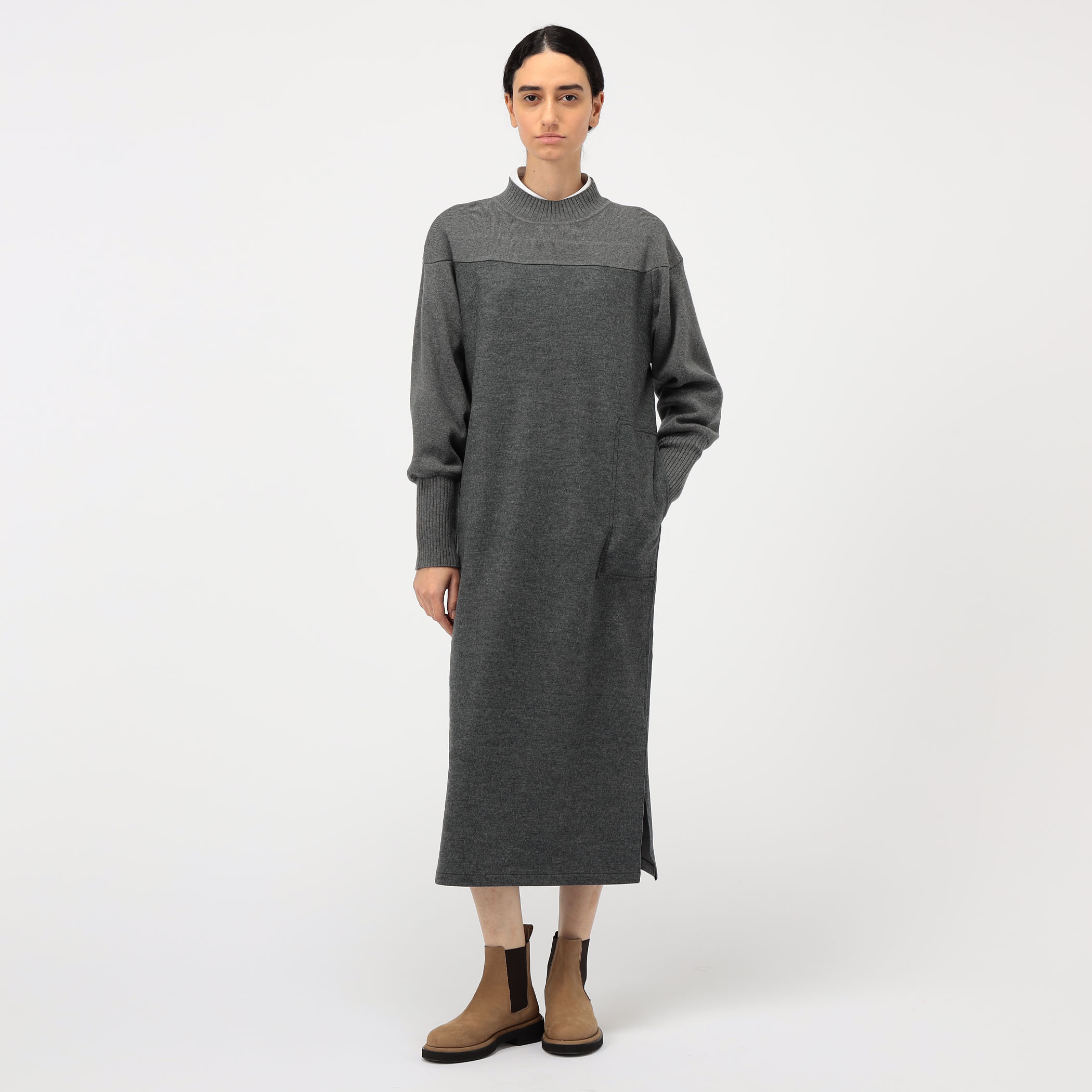 ニットコンビジャージー ハイネックワンピース｜トゥモローランド 公式通販