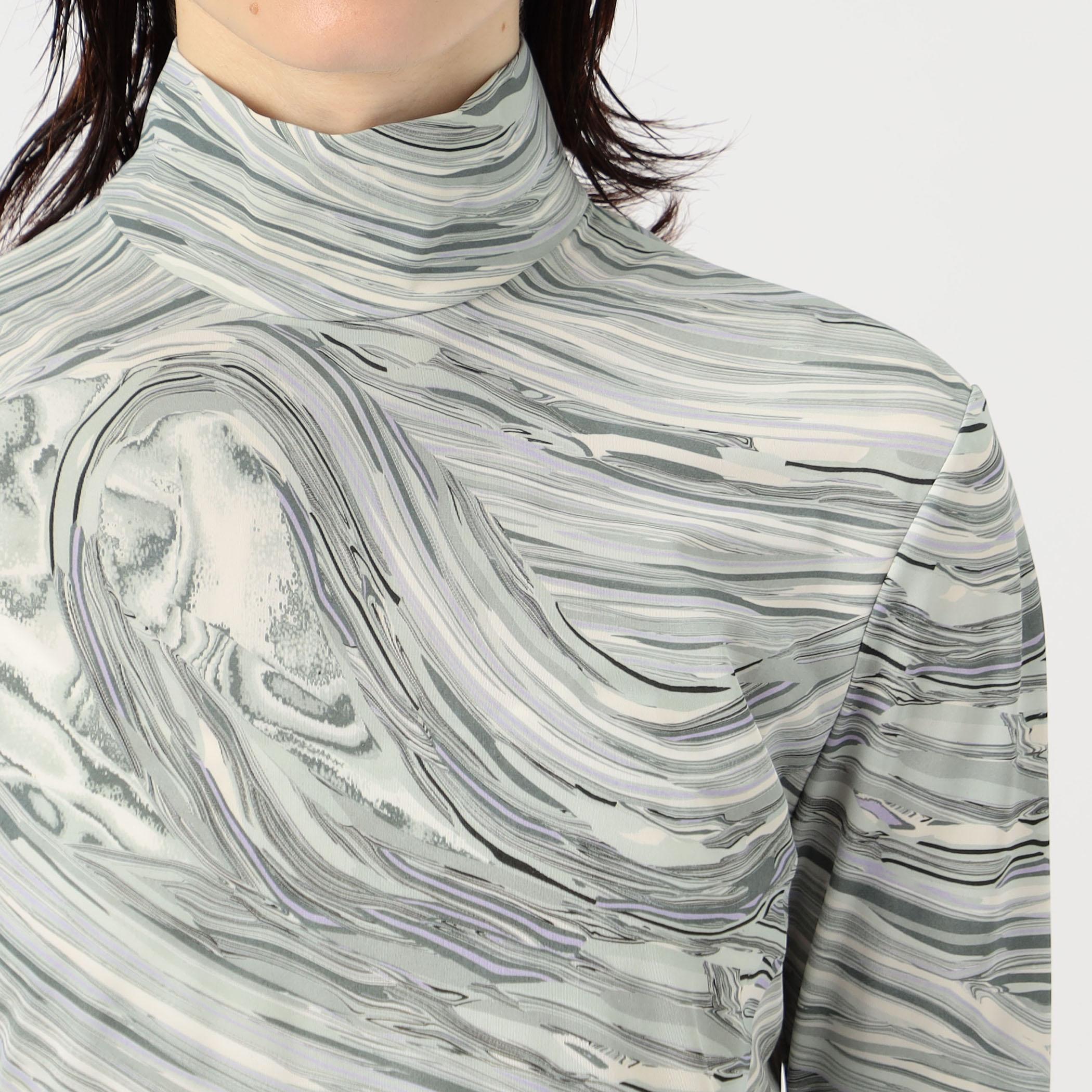 Mame Kurogouchi Marble Print Jersey High Neck Top
