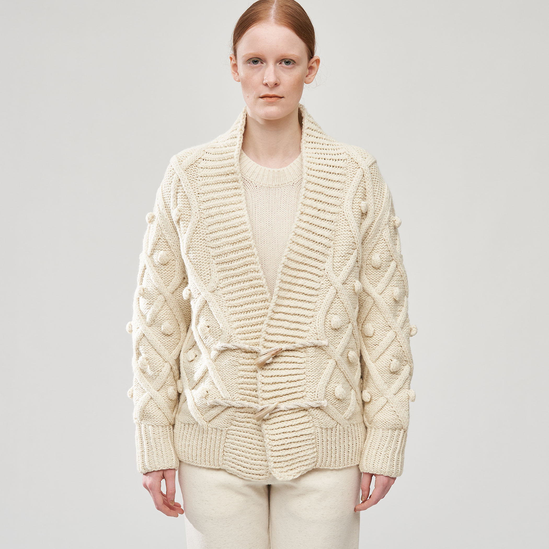 aran WOOLLEN MILLS カーディガン メリノウール ハンドニット手編み