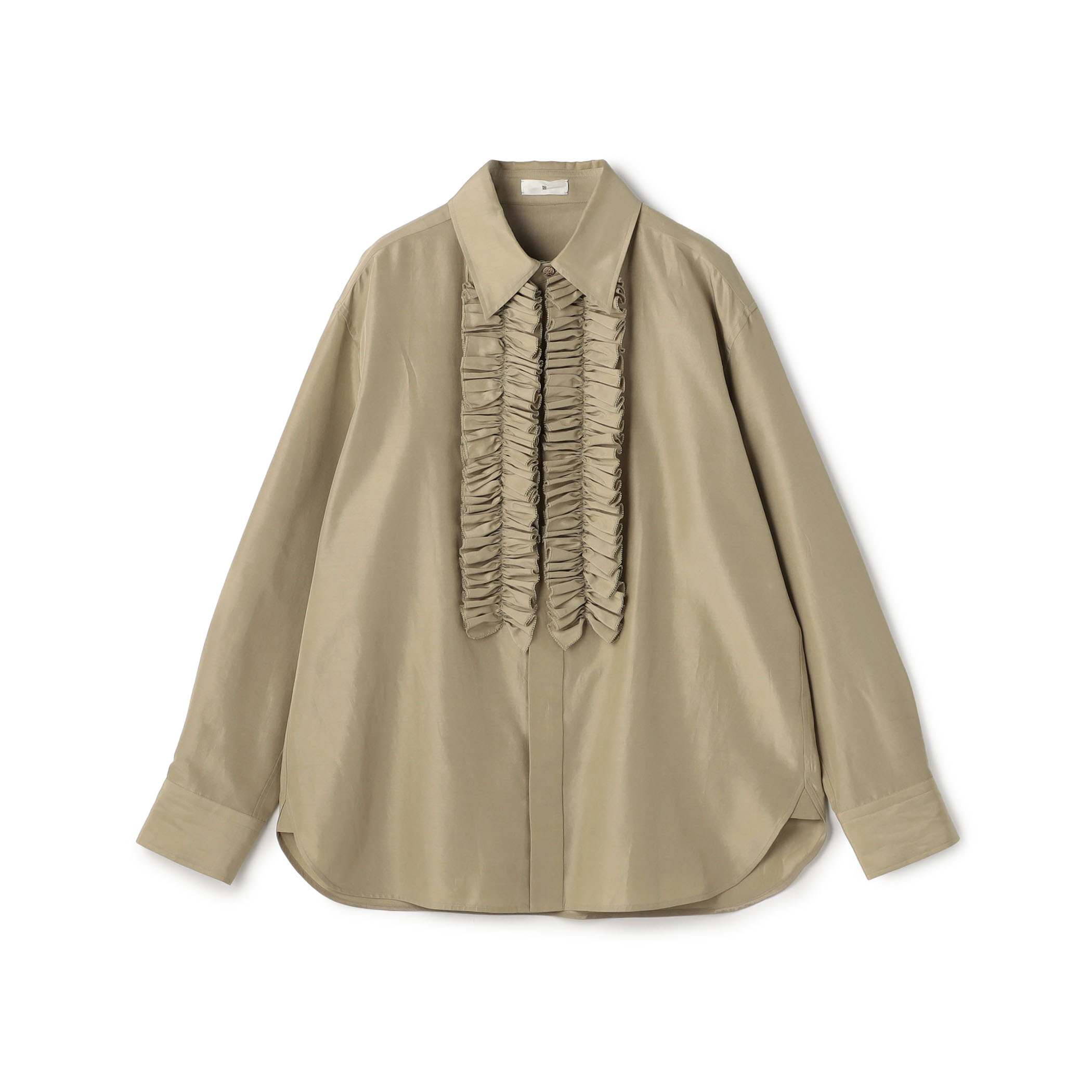 シルクコットンクロス フロントフリルシャツ