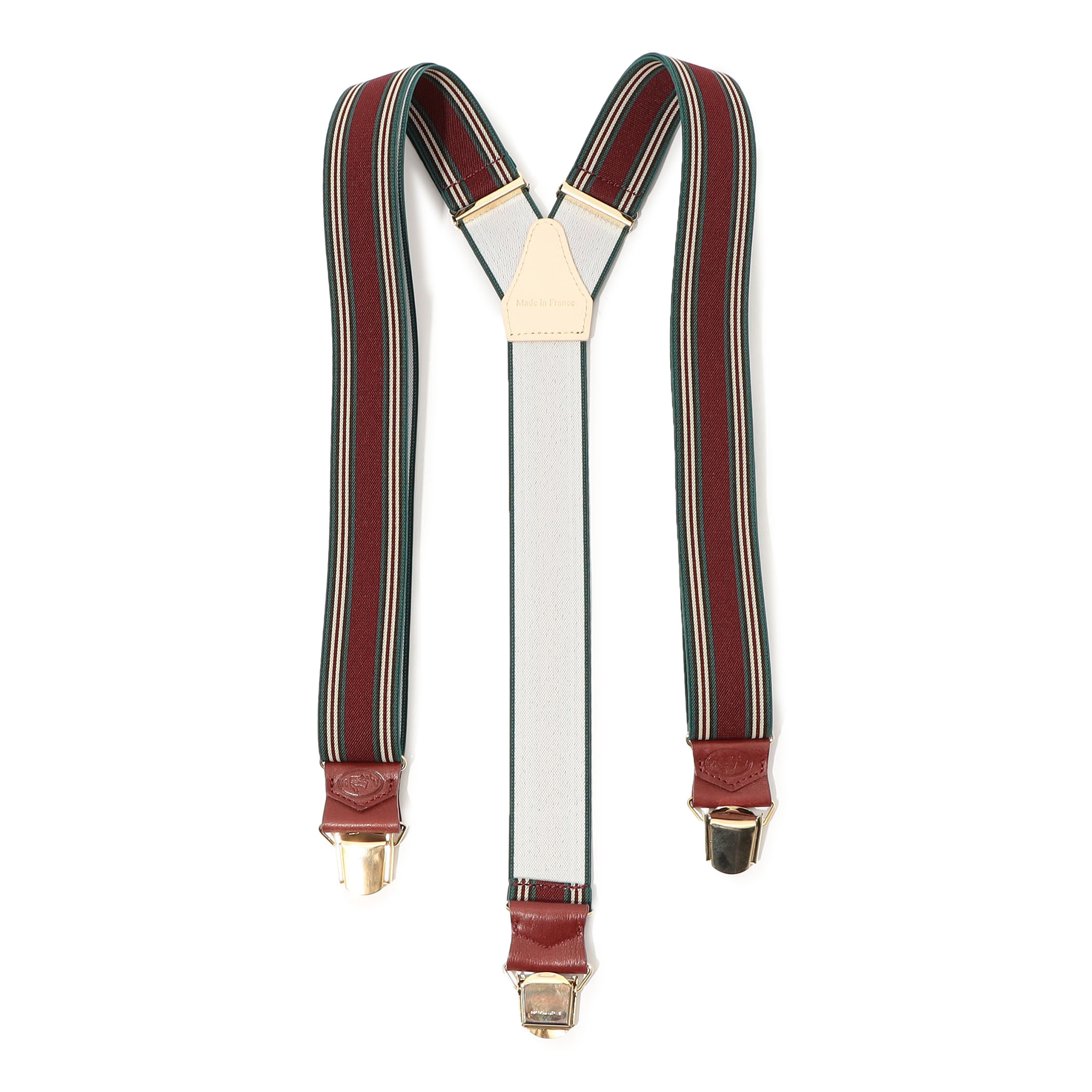 MAISON et VOYAGE Y字クリップ ストライプサスペンダー