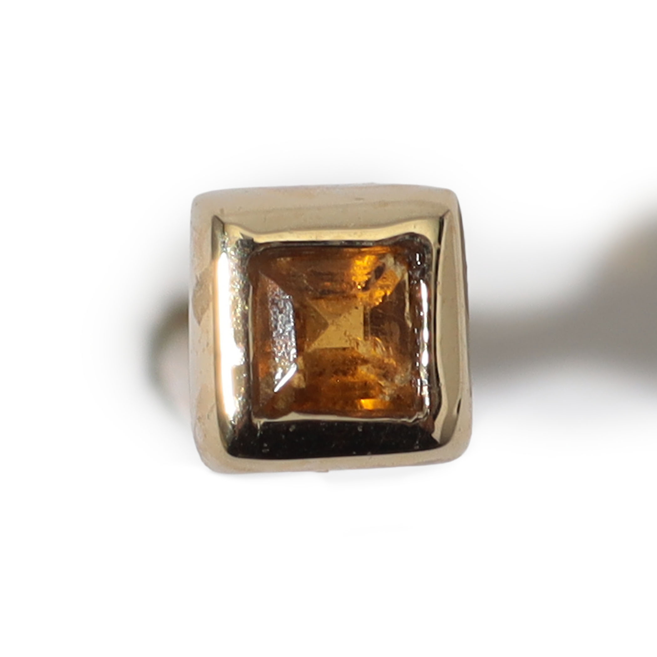 Metier Mini Bezel Set Princess Gemstone Studs 片耳ピアス