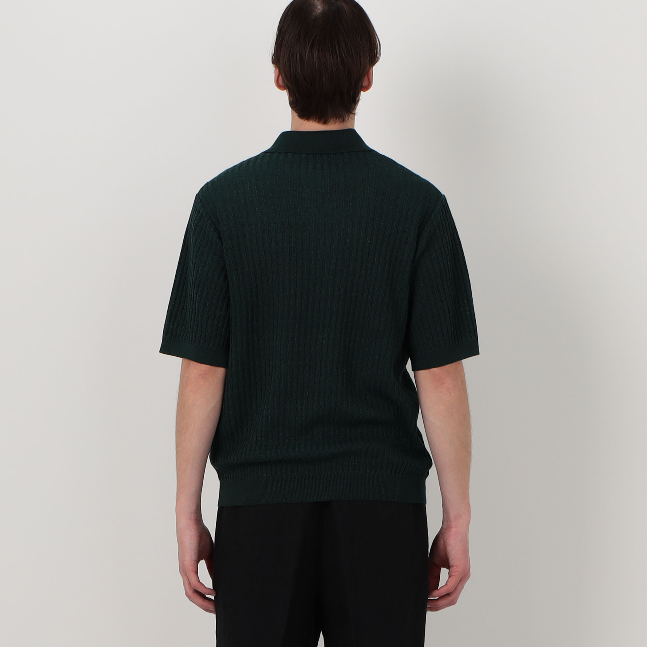リネンコットンナイロンプレーティング スキッパーニット