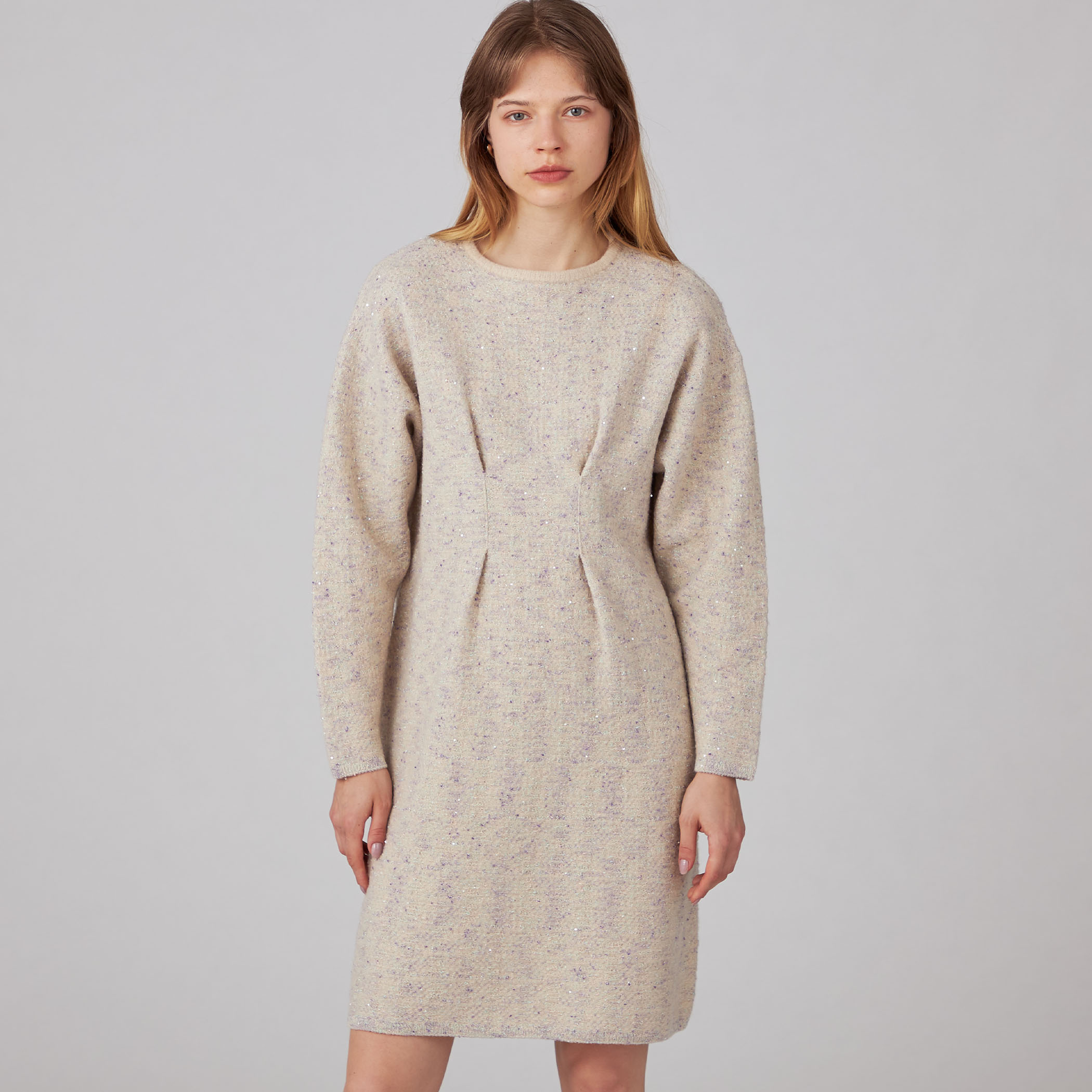 ソフトフェルトスパンコール ウエストタックワンピース