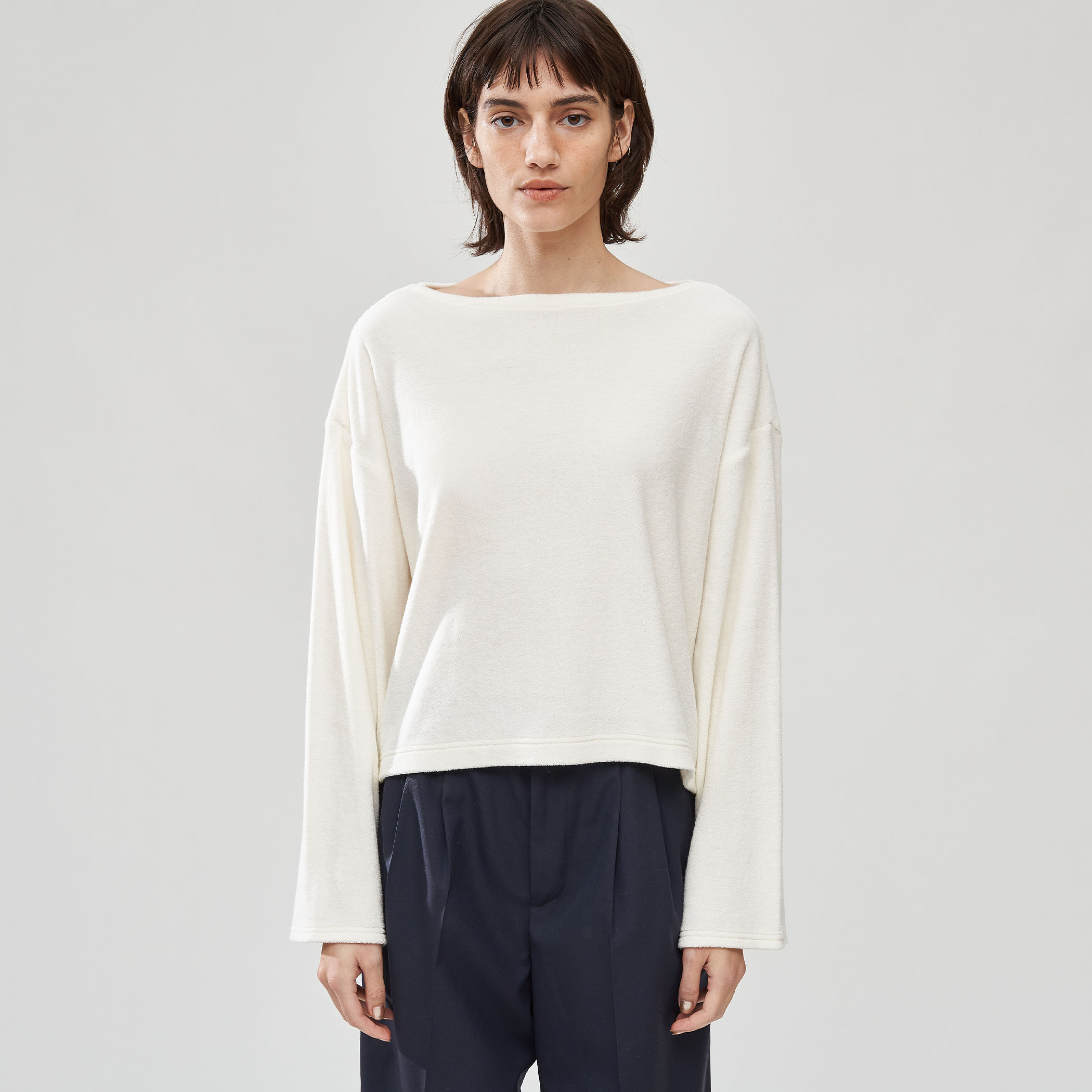 【新品】GALERIE VIEカシミヤ混ボートネックニット ホワイト¥37300 新品】GALERIE VIEカシミヤ混ボートネックニット ホワイト¥37300