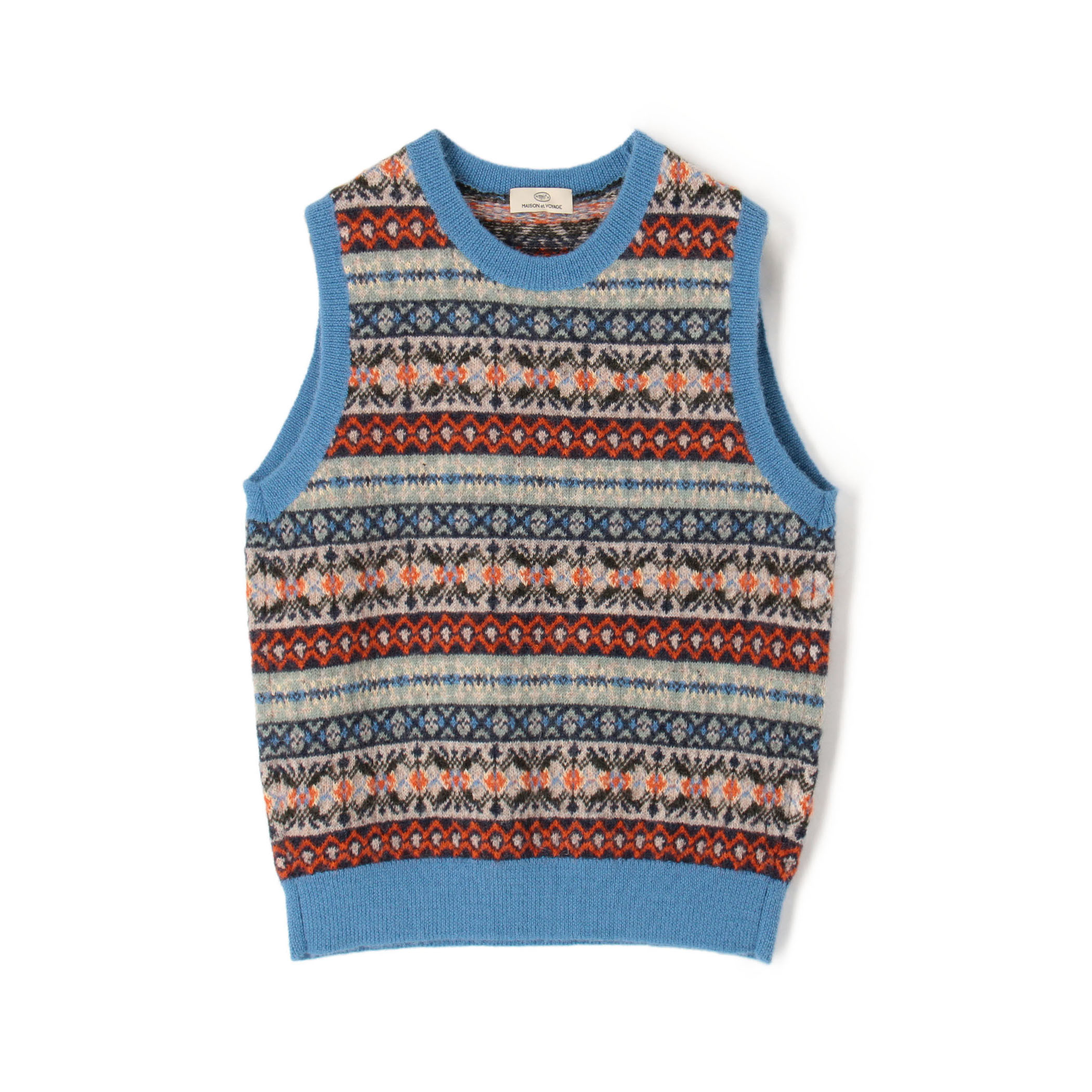 ウールアルパカ フェアアイルジャガード ニットベスト