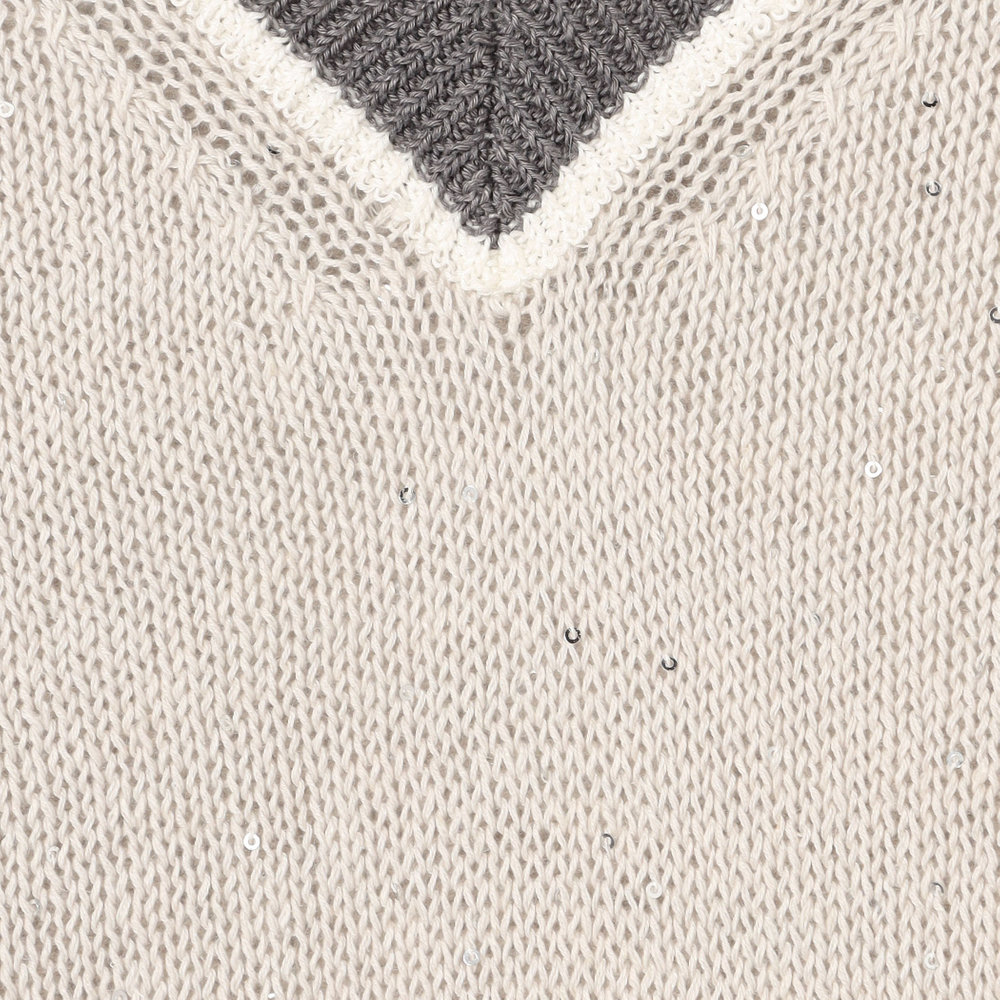 リネンコットンスパンコール Vネックプルオーバー