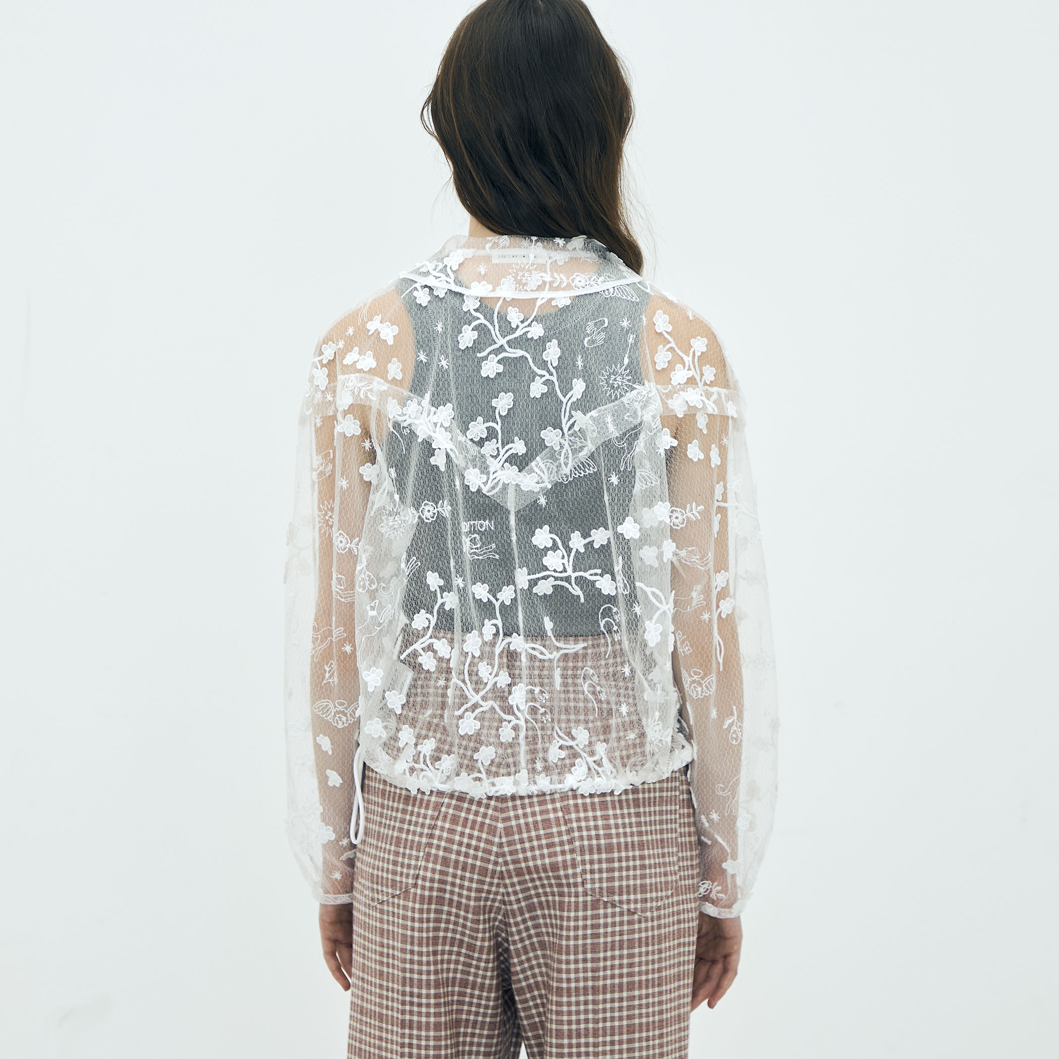edition pourell トリコット エンブロイダリーブラウス