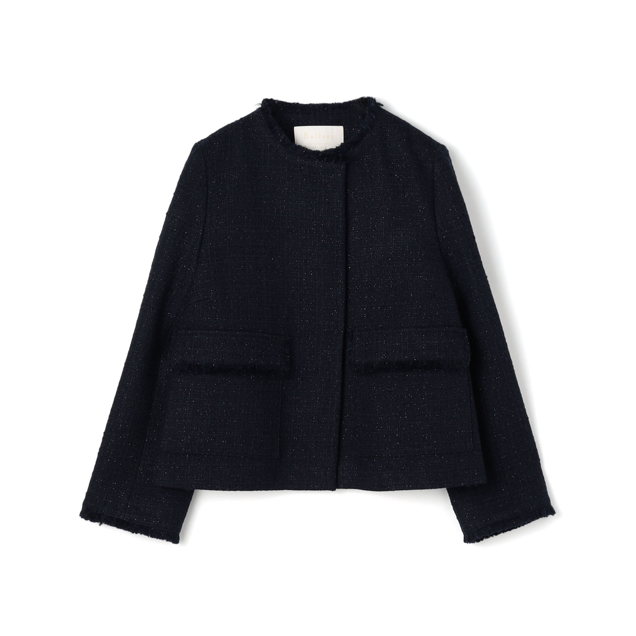 ラメブッチャーツイード セミダブルクルーネックジャケット