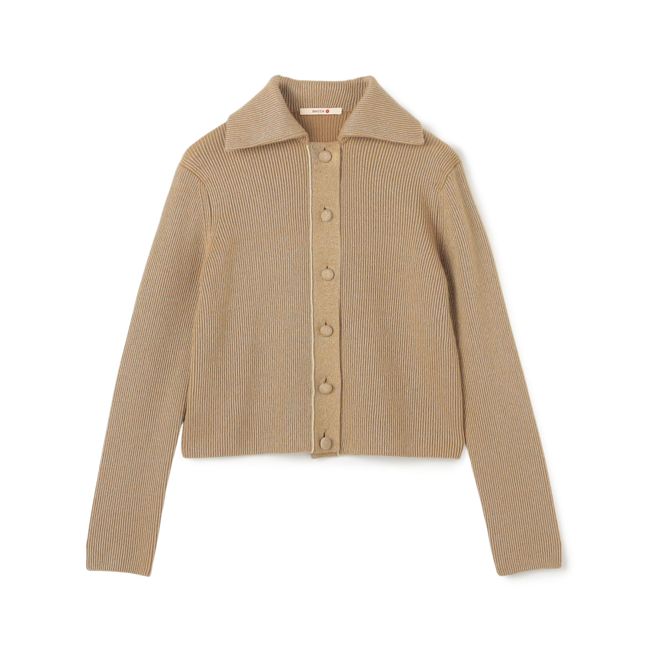 ラメウール フラットカラーニットカーディガン