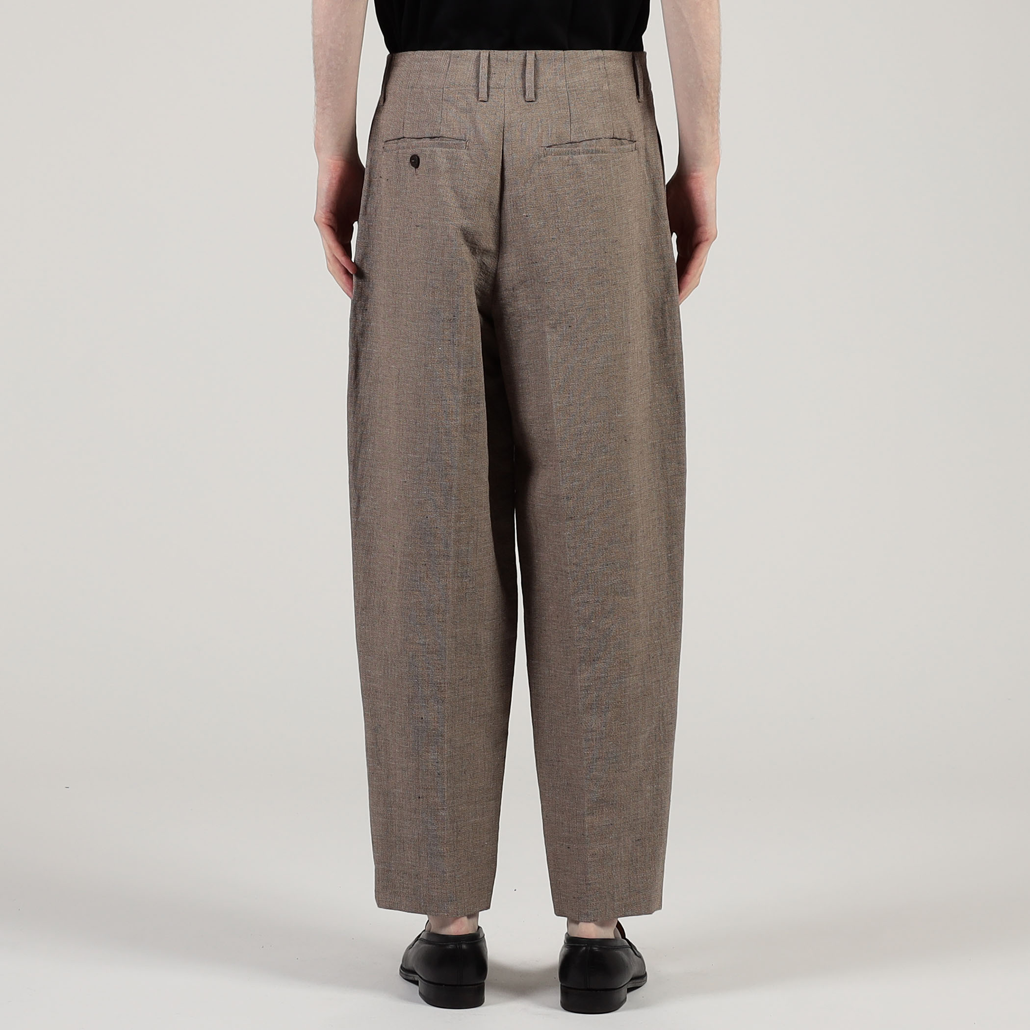 【NONNOTTE】2 TACK WIDE TAPERED TROUSERS nonnotte Geometric Cotton Linen Wide Tapered Trousers