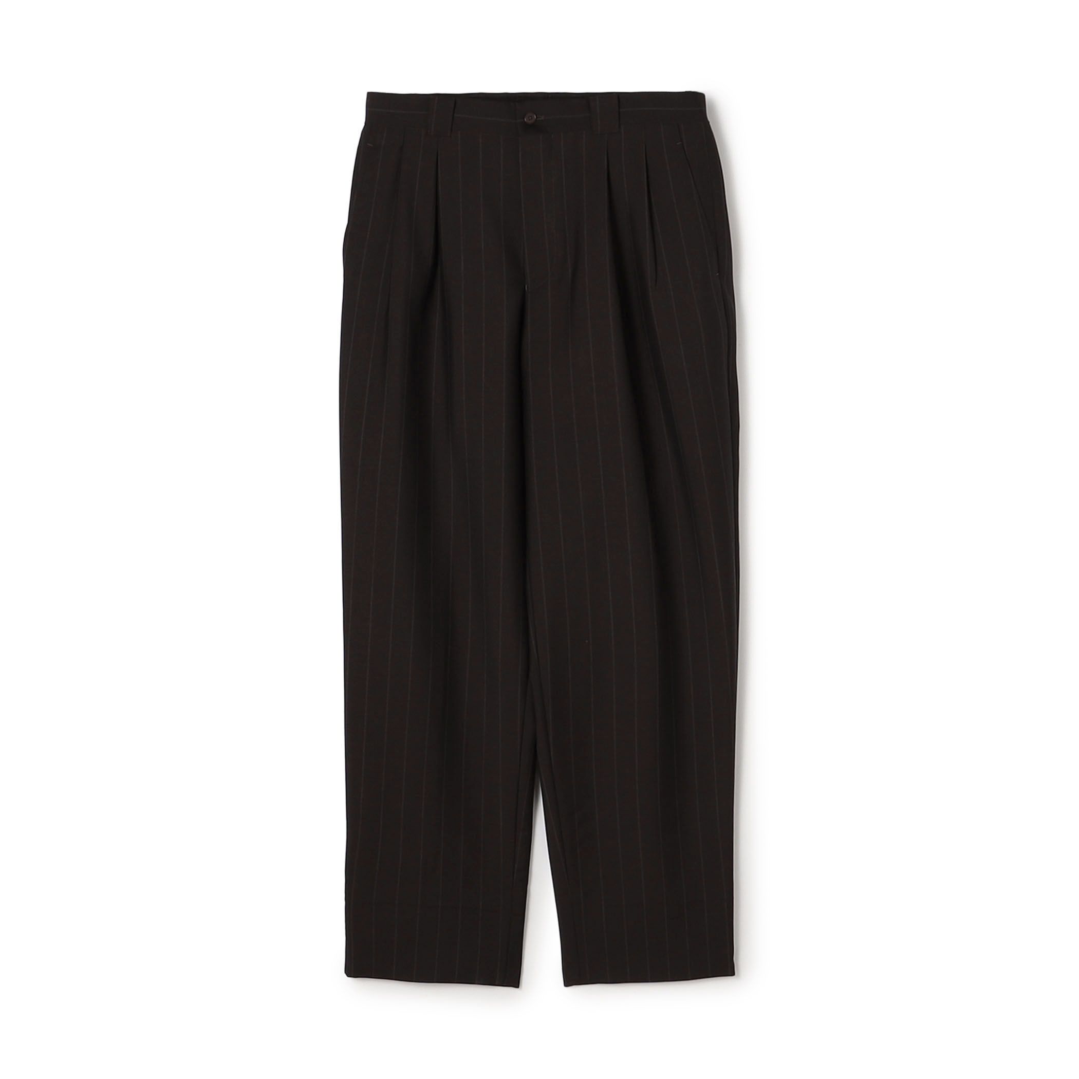 ウールモヘア バレルシルエット2プリーツ スラックス