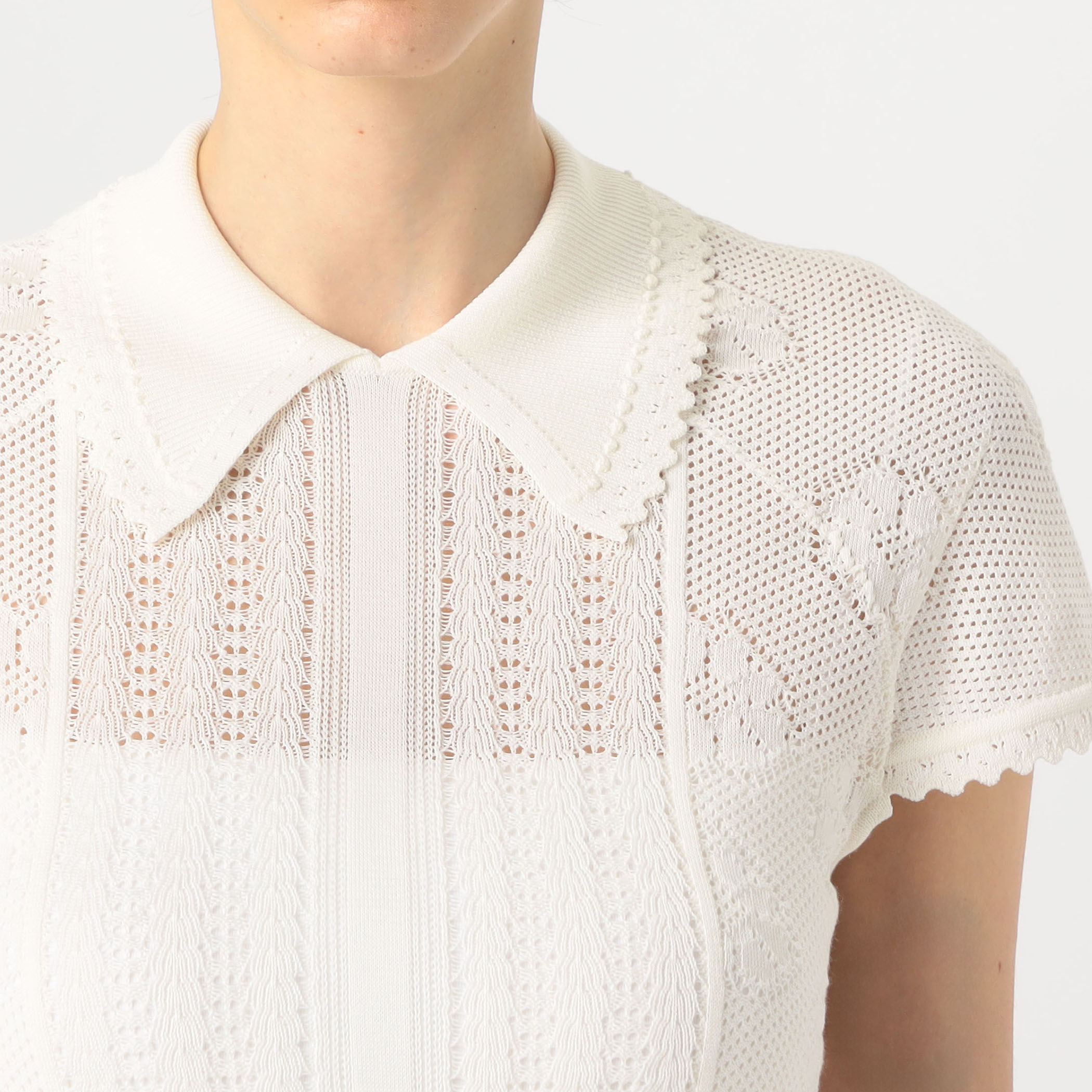 Mame Kurogouchi Lace Stripe Knitted Top｜トゥモローランド