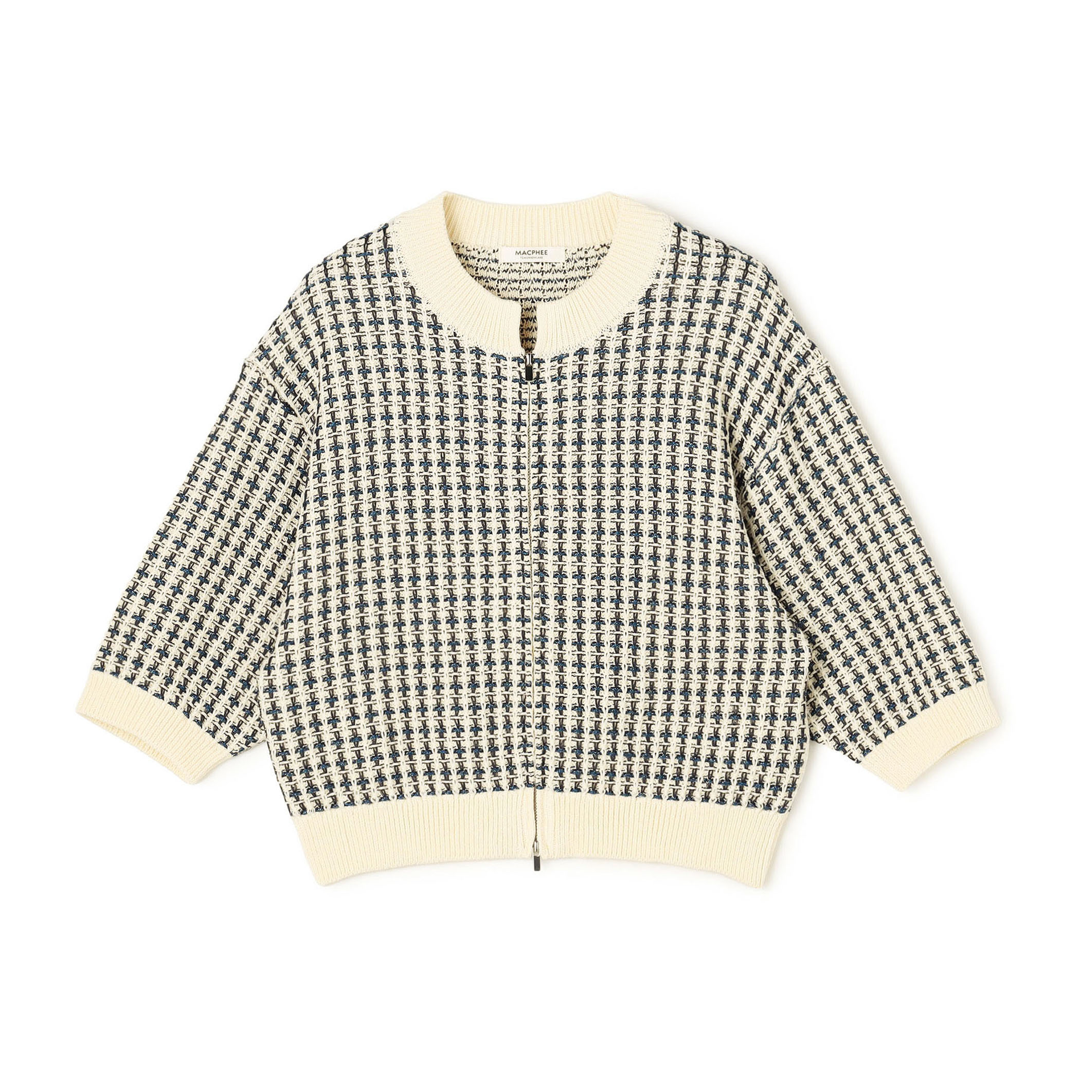 ギマコットンチェック ジップアップカーディガン