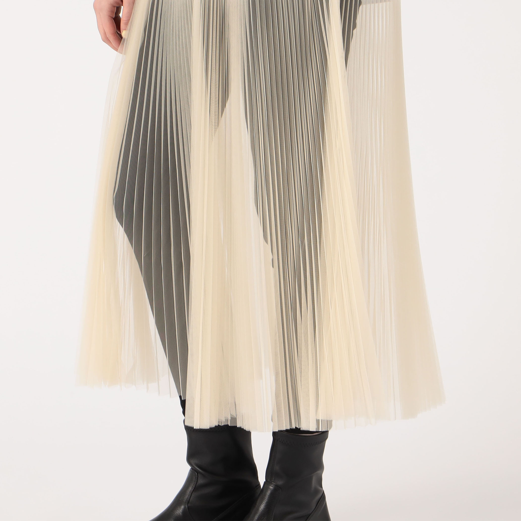 【HYKE(ハイク)】 TULLE PLEATED SKIRT