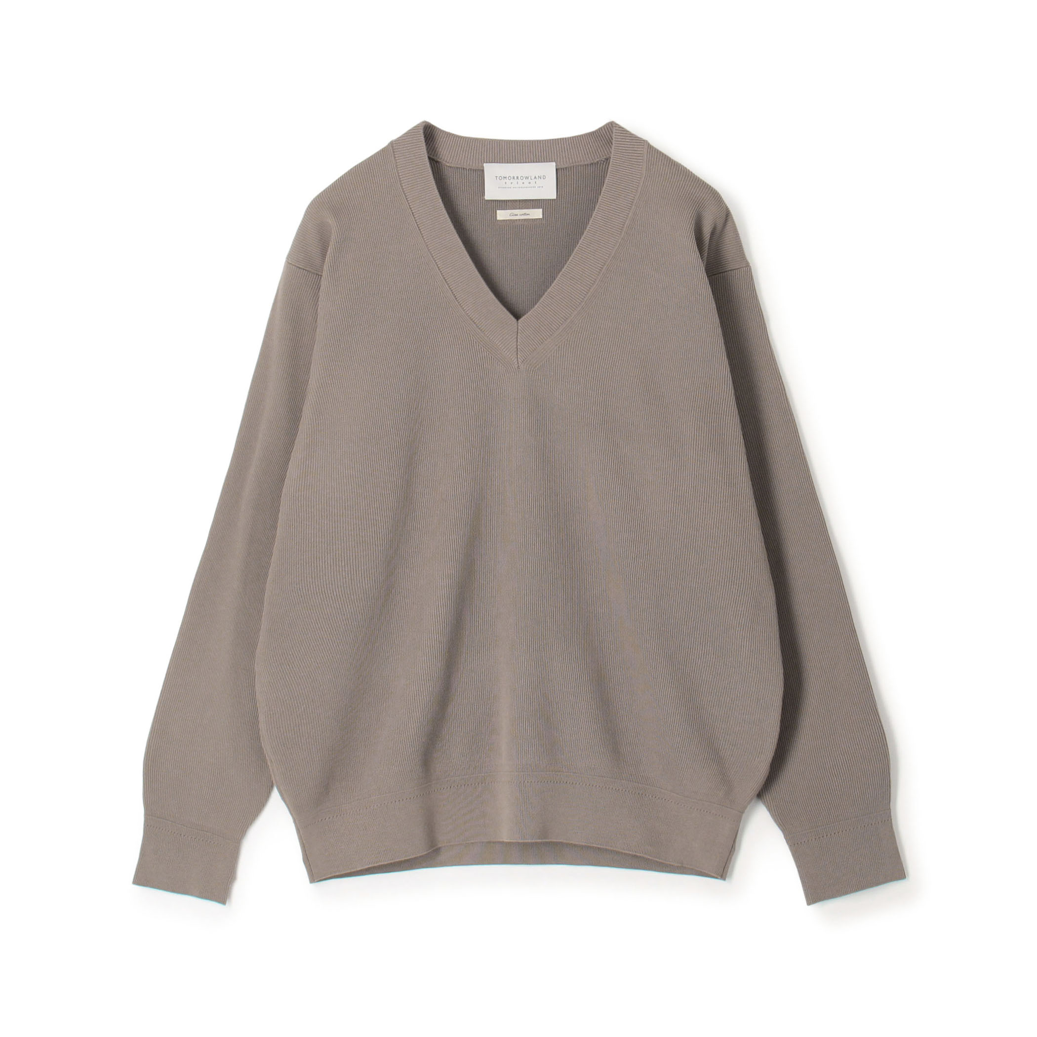 TOMORROWLAND tricot コットンポリエステルプレーティング  Vネックニット