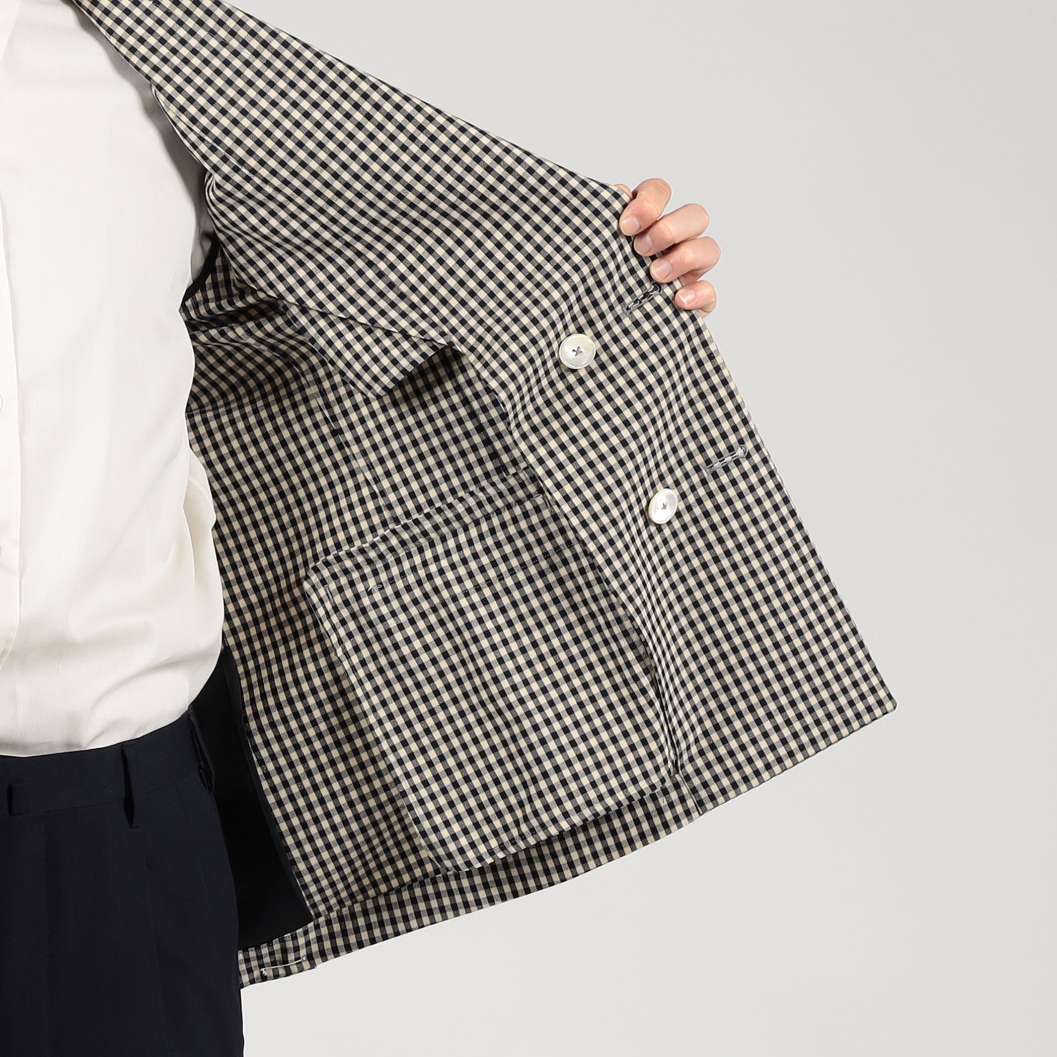 TOMORROWLAND PILGRIM シルクカシミア ギンガムチェック ダブルブレス