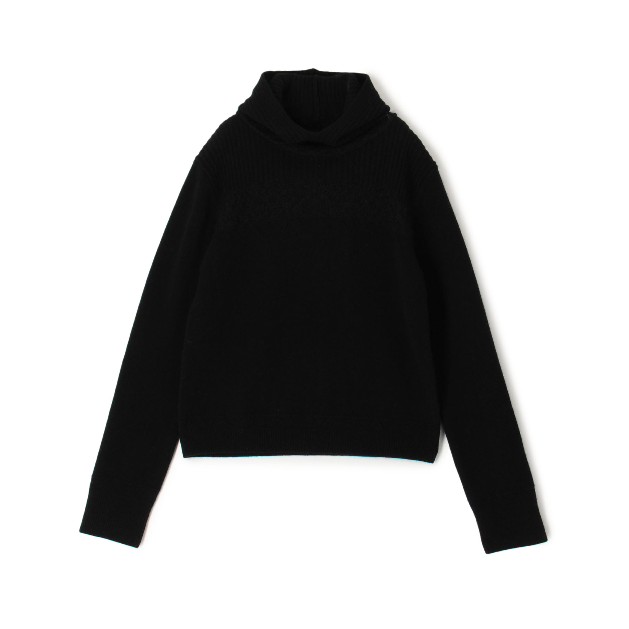 パッチワークレース フーデットニット