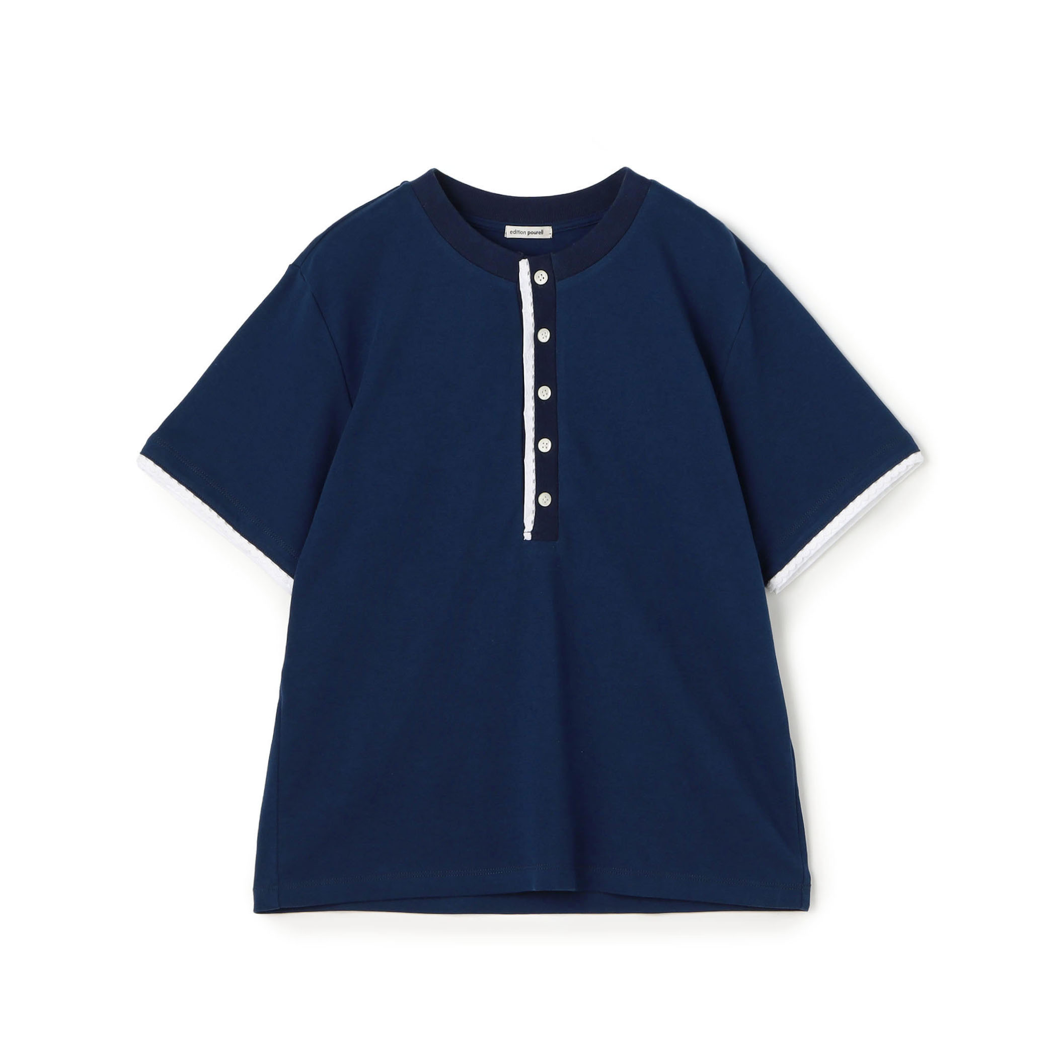 コットンレイヤードヘンリーTシャツ