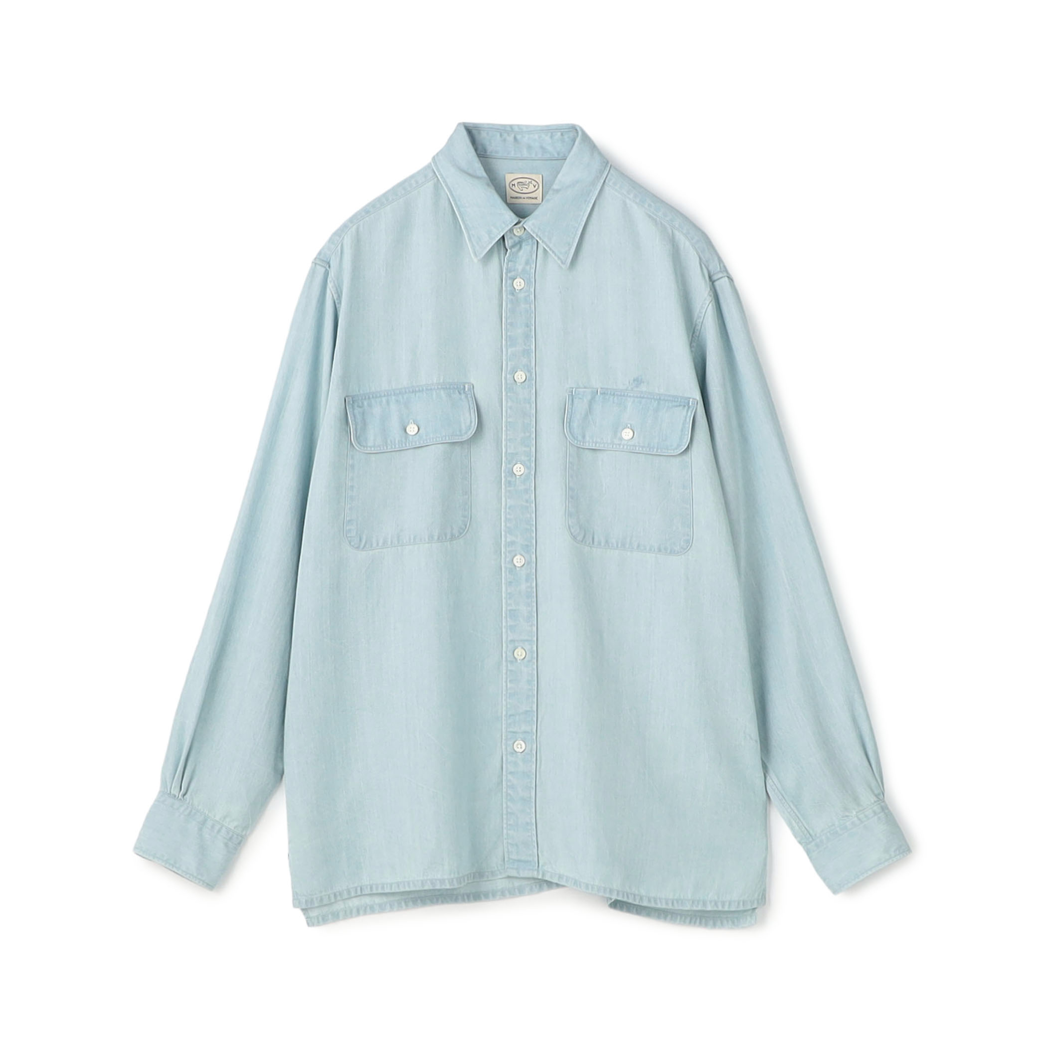 リヨセルデニム ダブルポケット レギュラーカラーシャツ