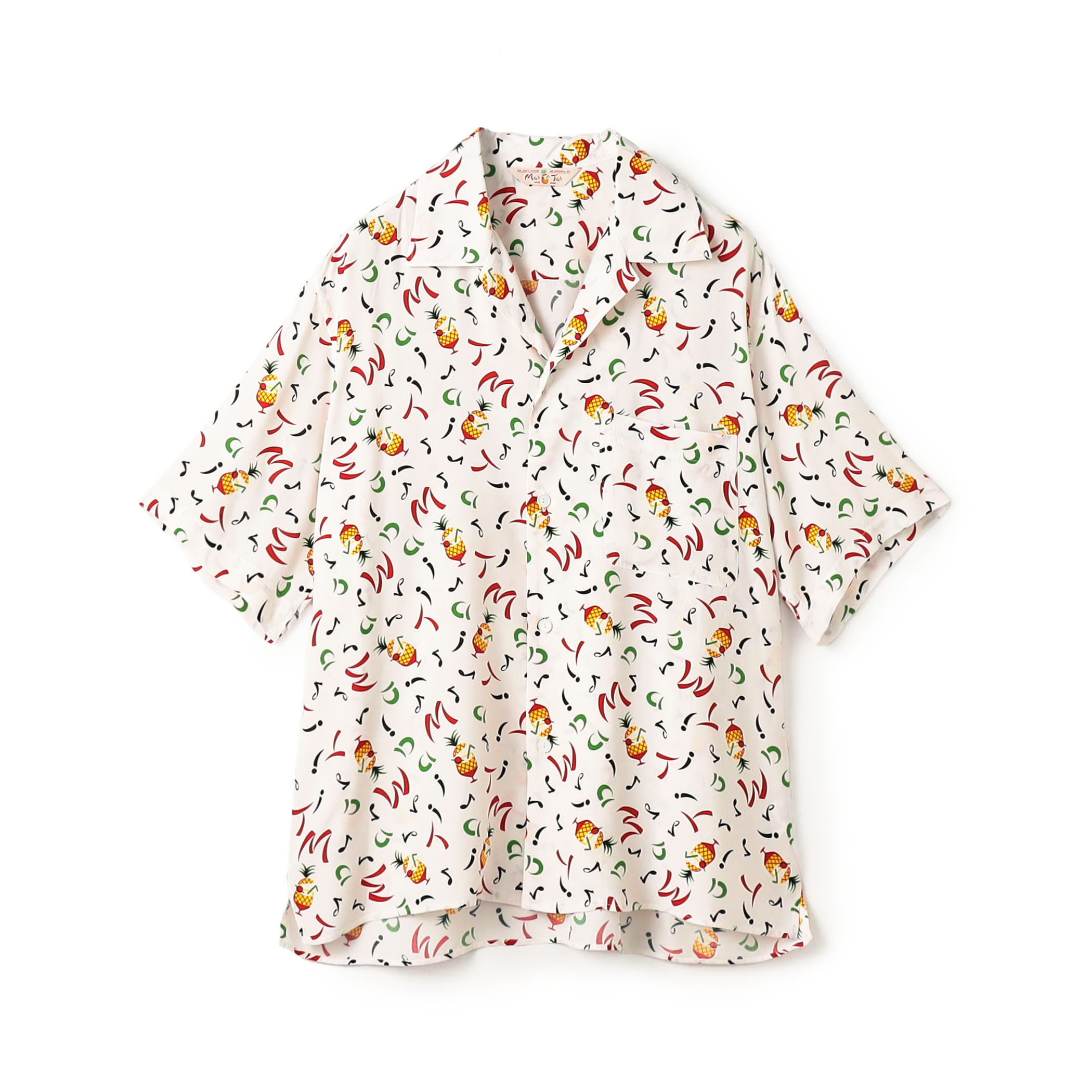 Mai Tai レーヨン オープンカラープリントシャツ