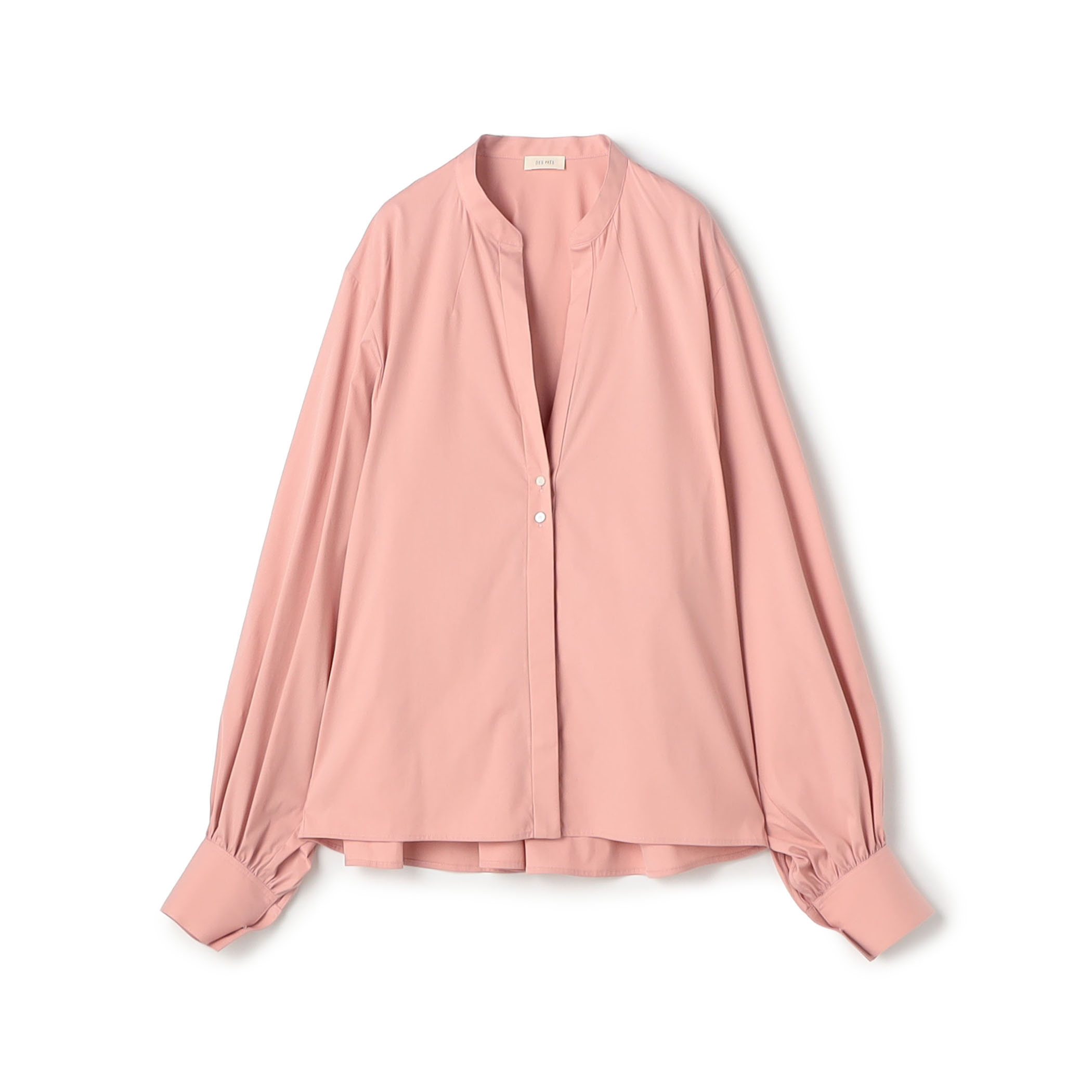 コットンストレッチポプリン ボリュームスリーブブラウス