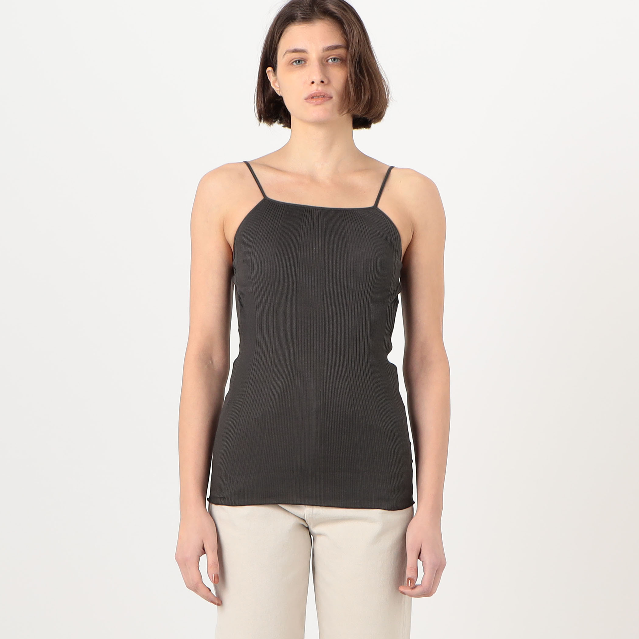 HAKUJI ランダムリブ オープンバックキャミソール｜トゥモローランド