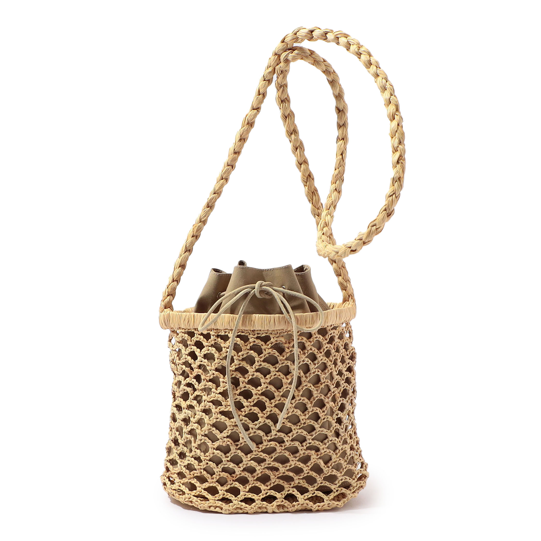 seya. RAFFIA BUCKET BAG