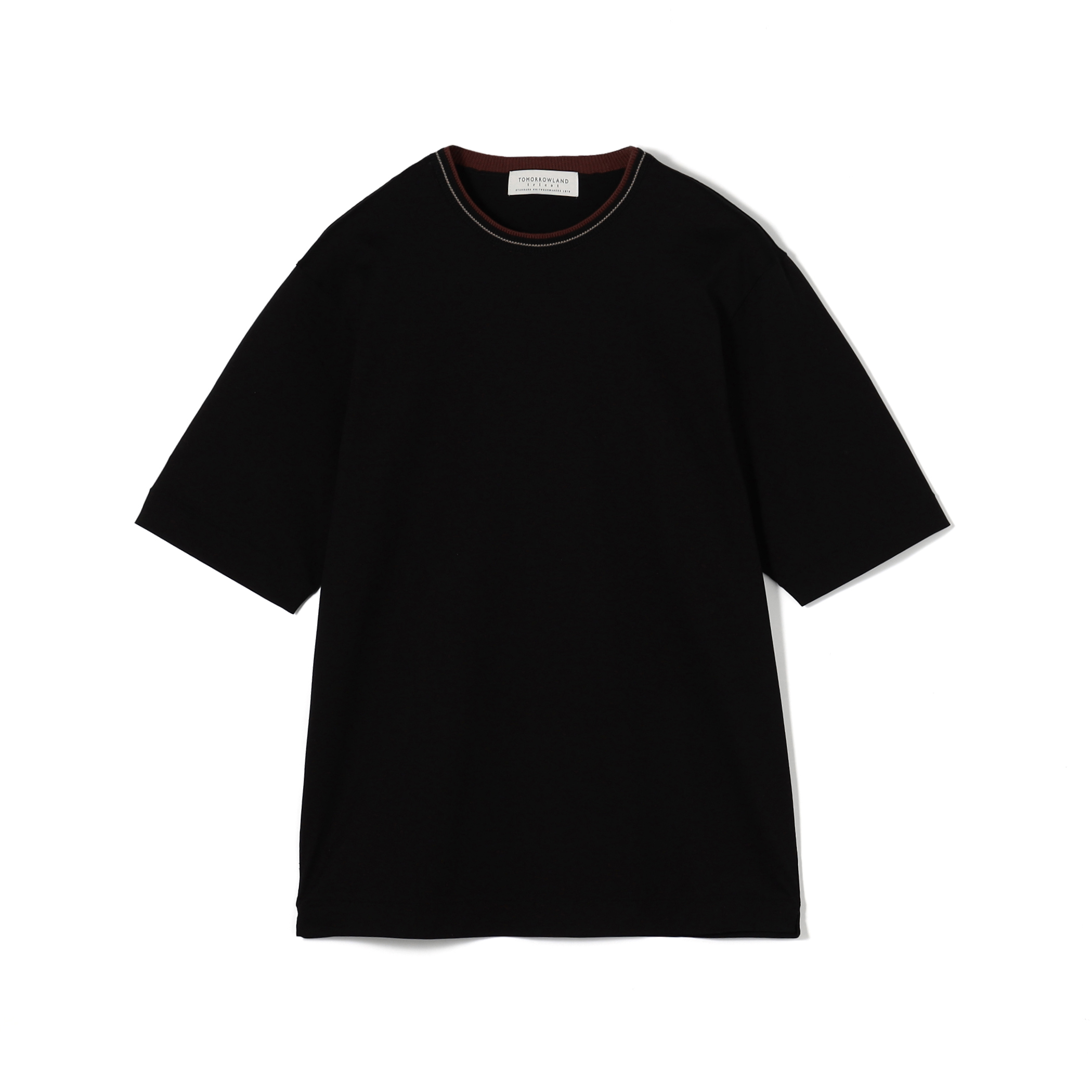 スーピマコットンシルケット リンキングニット襟Tシャツ