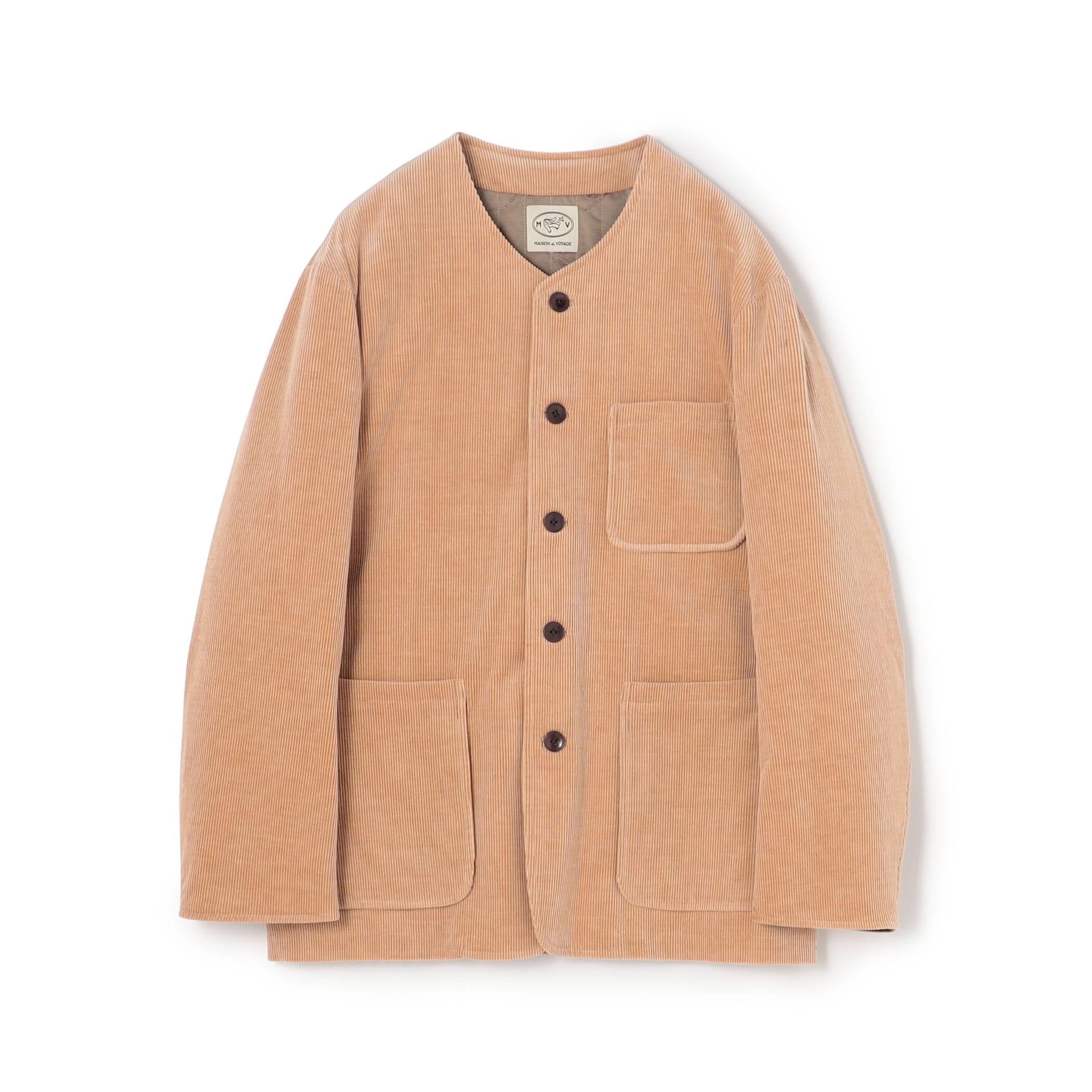 コットンウールコーデュロイ カラーレスジャケット SKY FALL