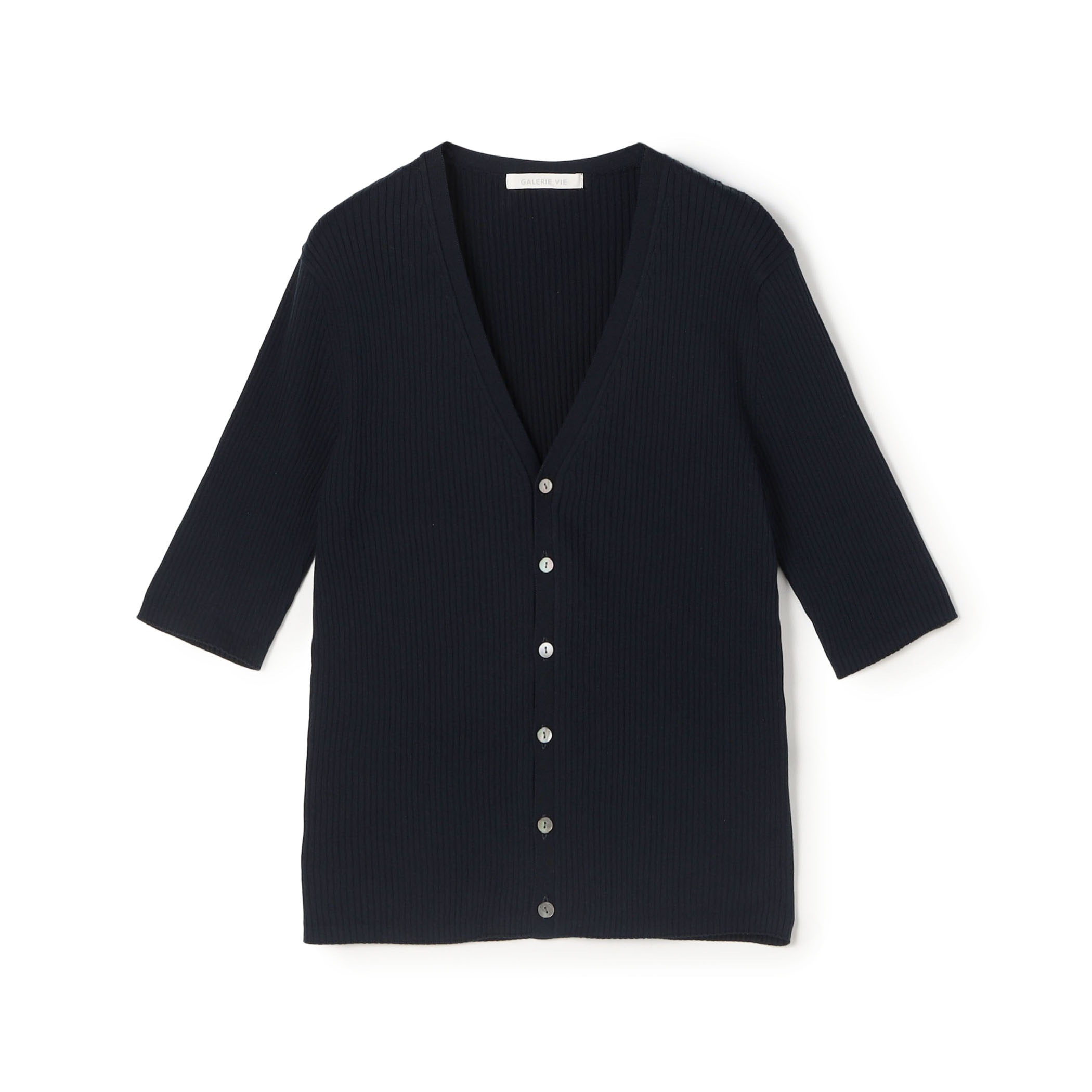 ギザコットンリブ ハーフスリーブカーディガン