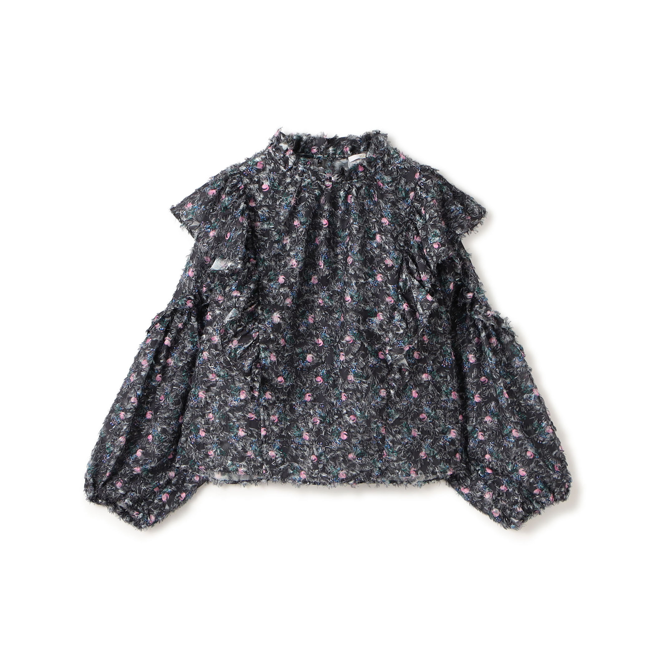 ラメカットジャカード フリルブラウス