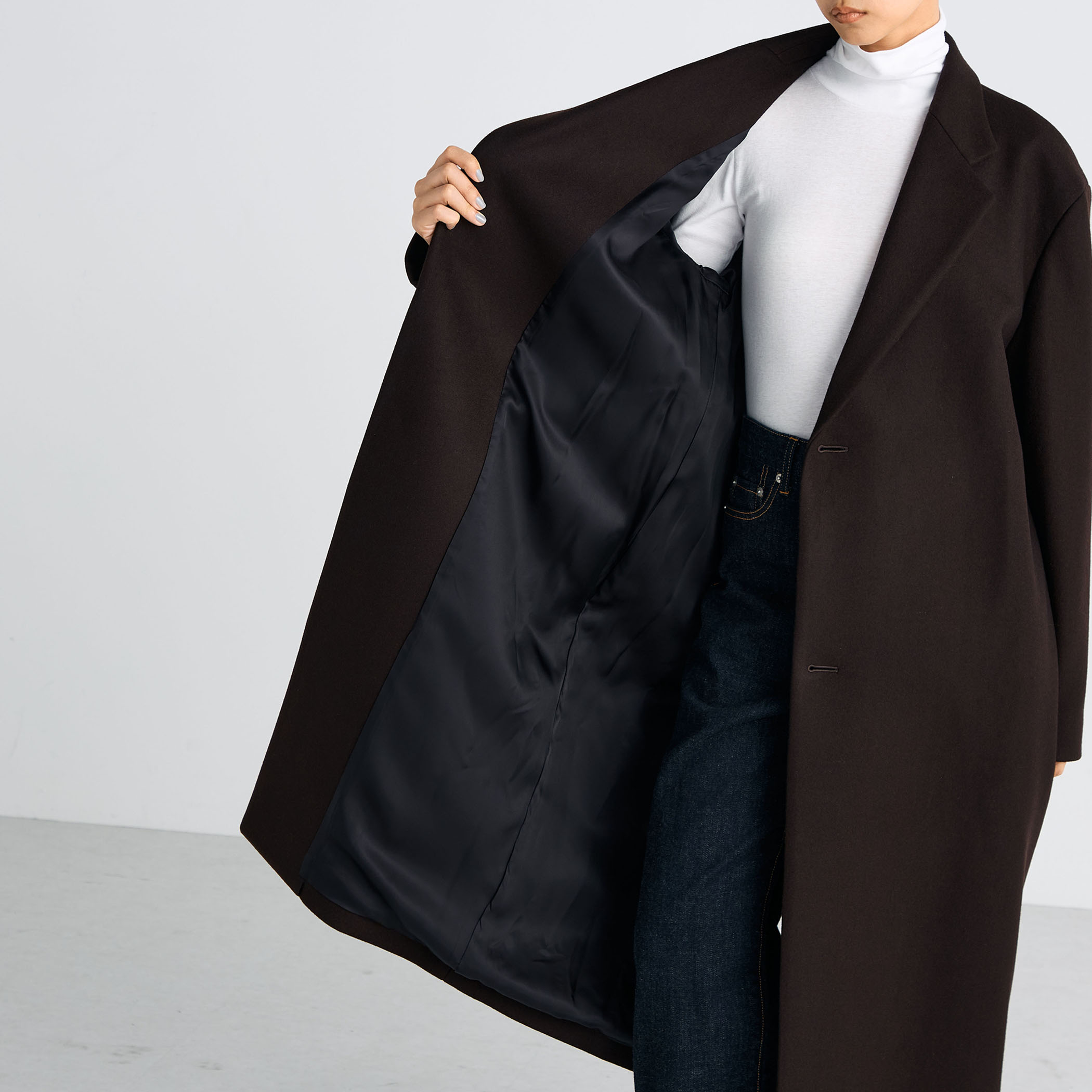 22AW アパルトモン Super120's ノーカラーチェスターコート c-2509-34085408002_19.jpg