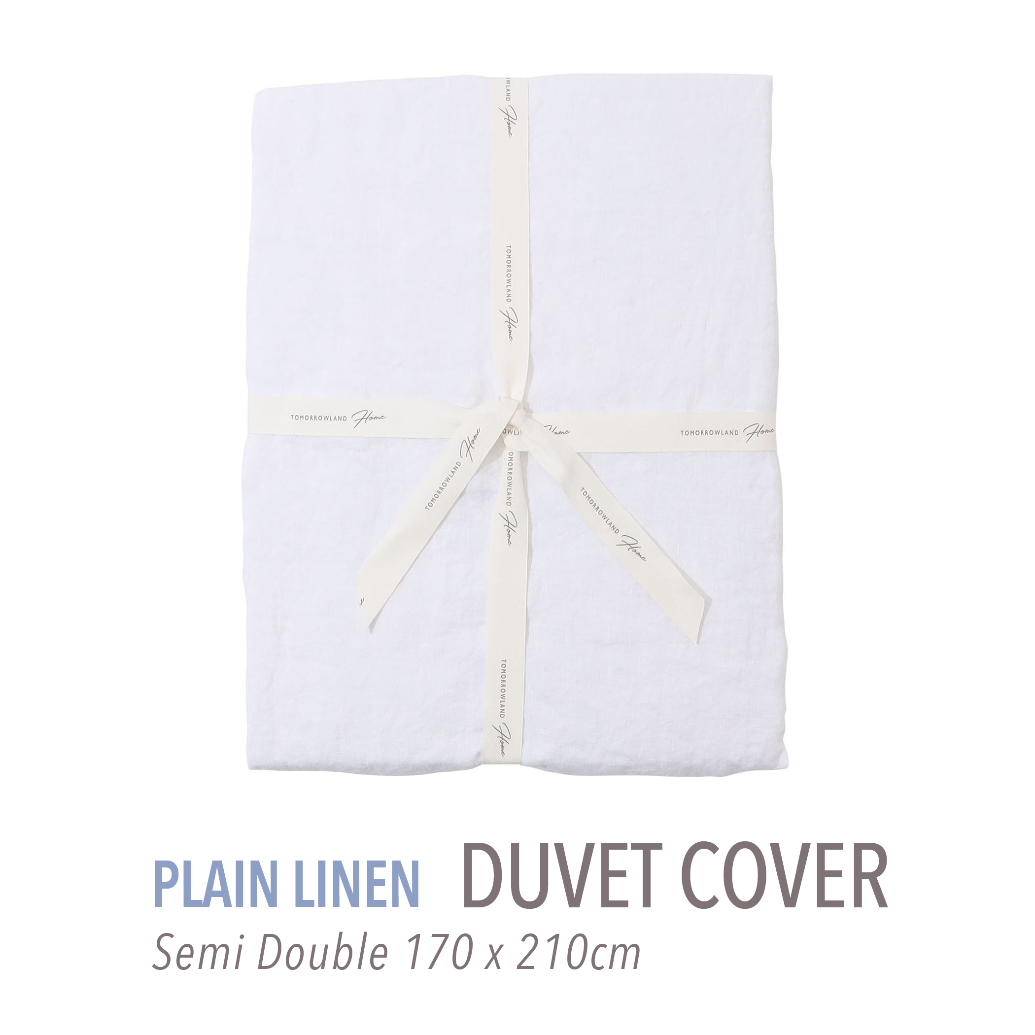 Plain linen duvet cover (semi-double)