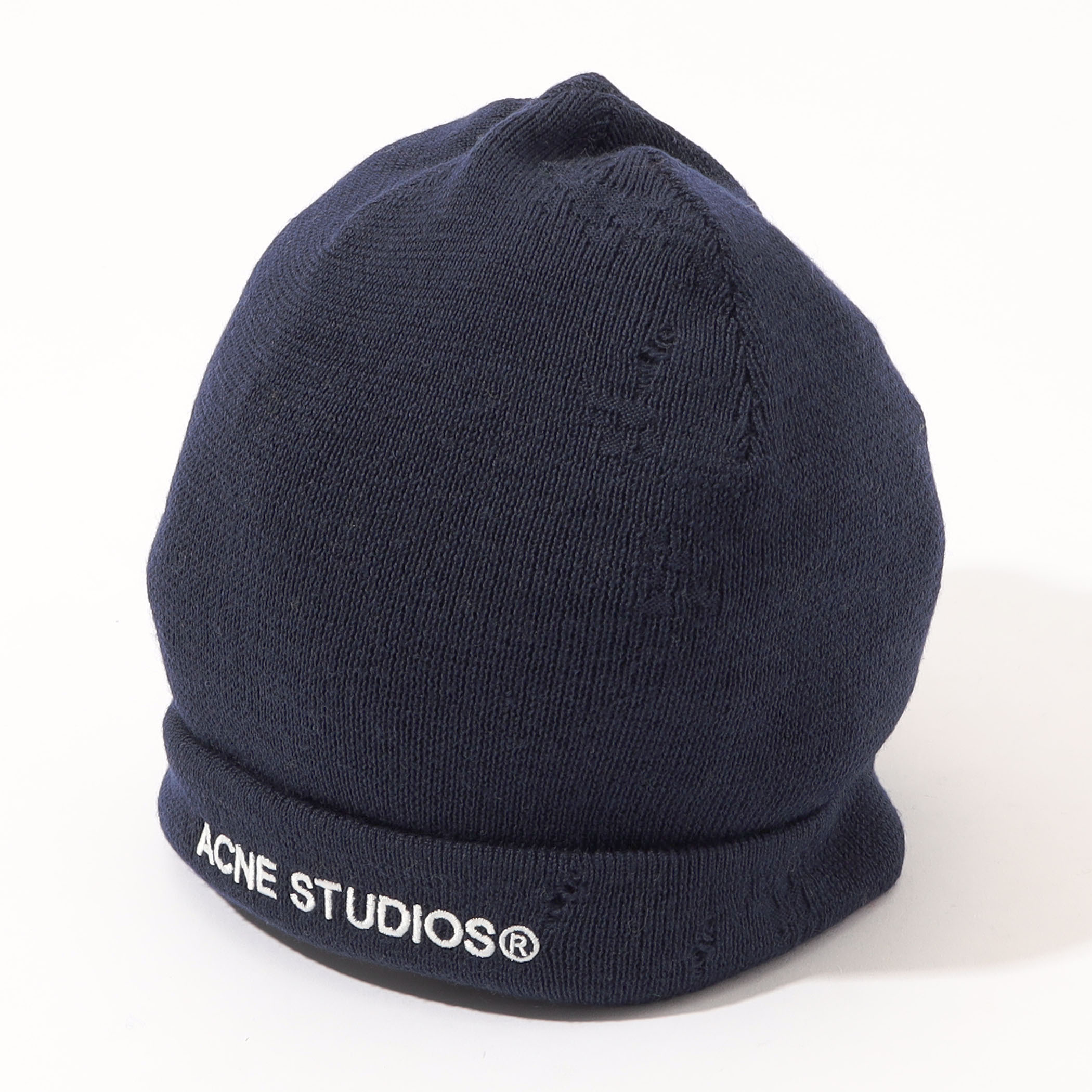 Acne Studios ロゴリブ編みニット帽 ブルー Acne Studios ロゴリブ編みニット帽 ブルー